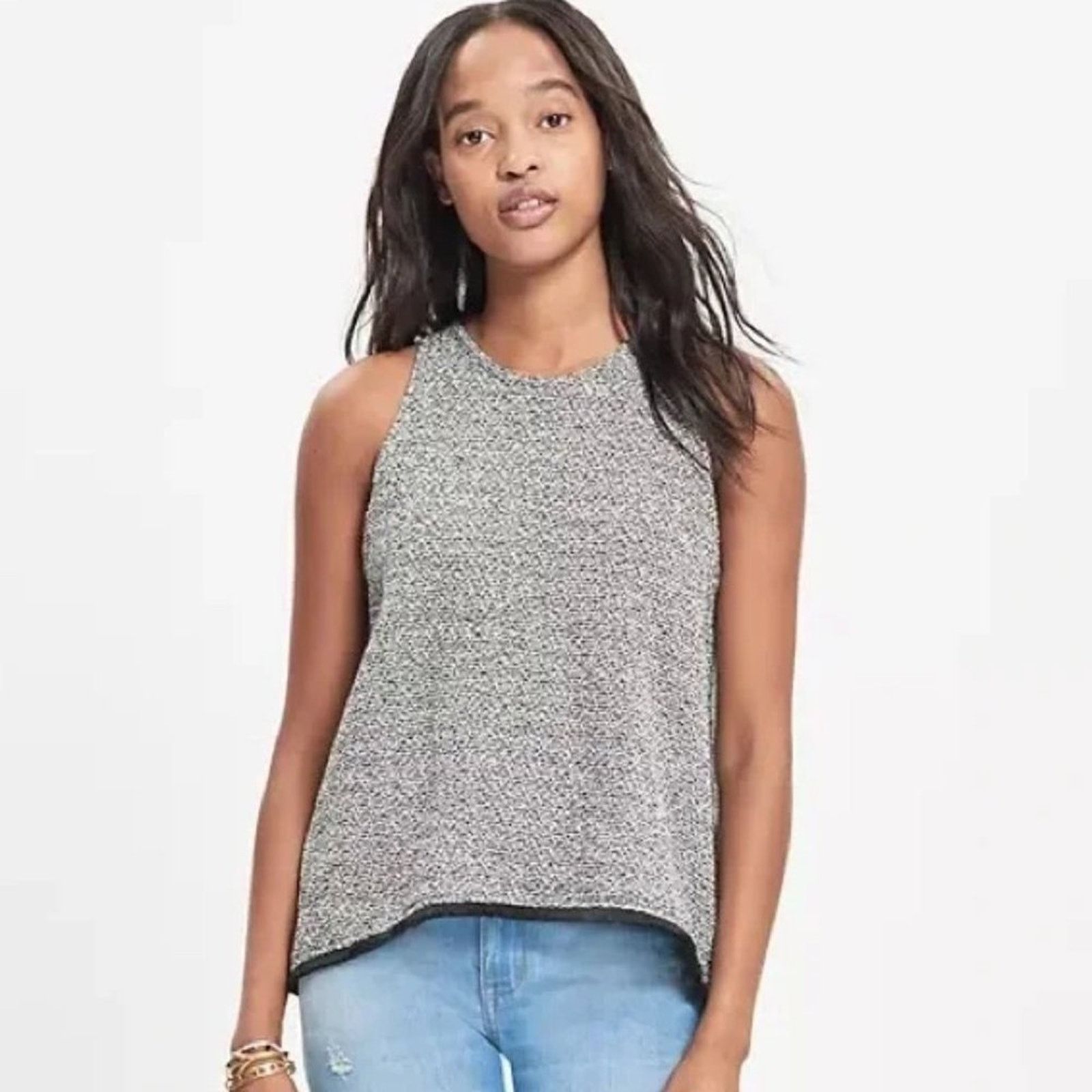 Madewell MADEWELL Tweed High-Low Swingy Fringe Tank Sweater Sz XS Size XS / US 0-2 / IT 36-38 - 2 Thumbnail