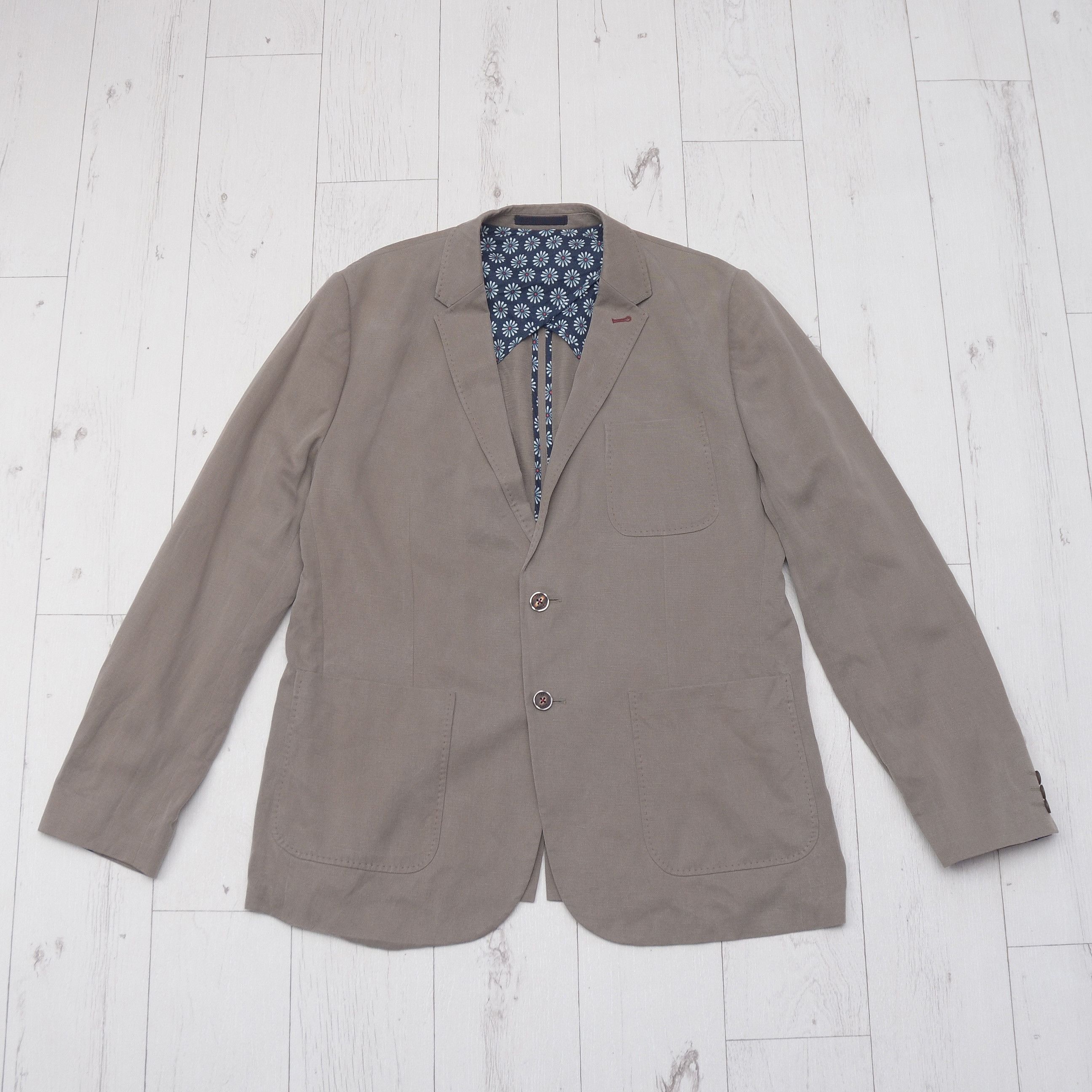 Ted Baker Ted Baker Casual Blazer Gray Lyocell Linen Flowers 54 EUR 6 Size 54R - 1 Thumbnail
