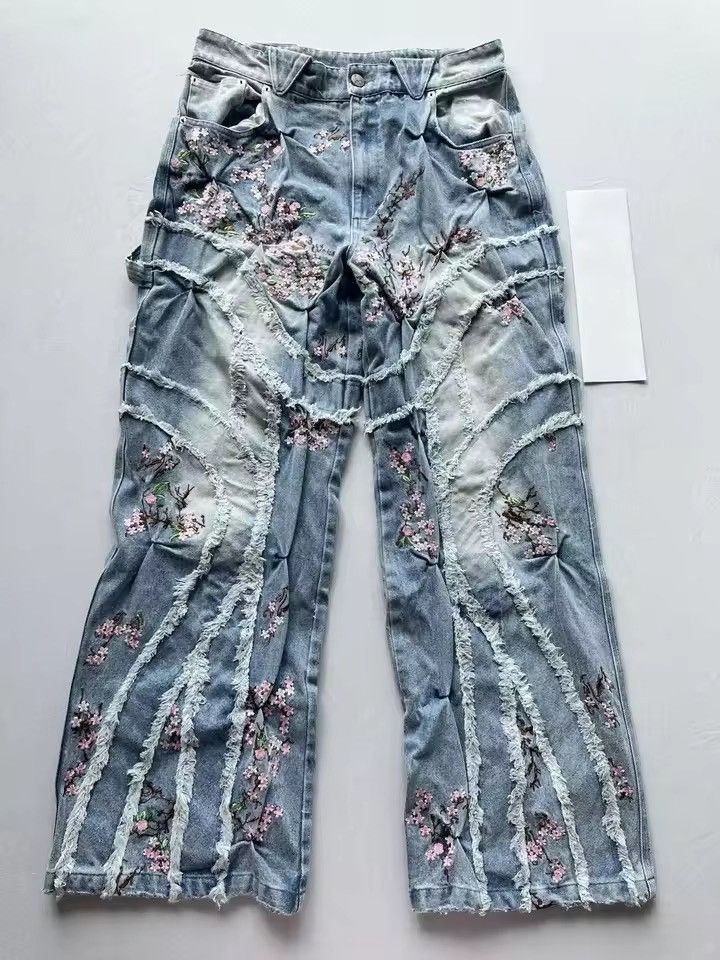 Jean nezawa x Asano Floral Denim Jeans Size US 34 / EU 50 - 2 Thumbnail