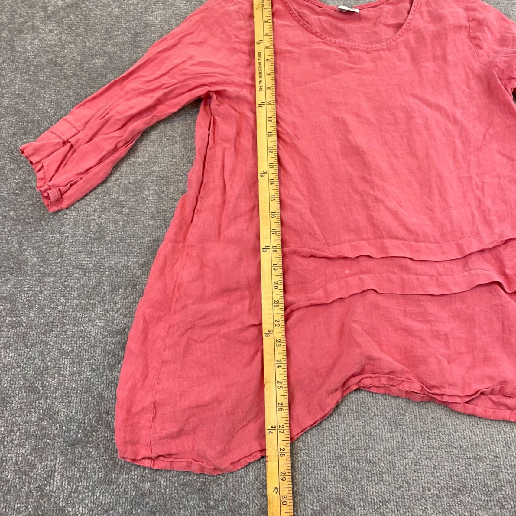 Pinko Et Lois Top Women Pink Blouse Shirt 3/4 Sleeve Linen Shirt Casual Women Small Pink 100% Linen Lagenlook Blouse Shirt Casual Size S / US 4 / IT 40 - 4 Thumbnail