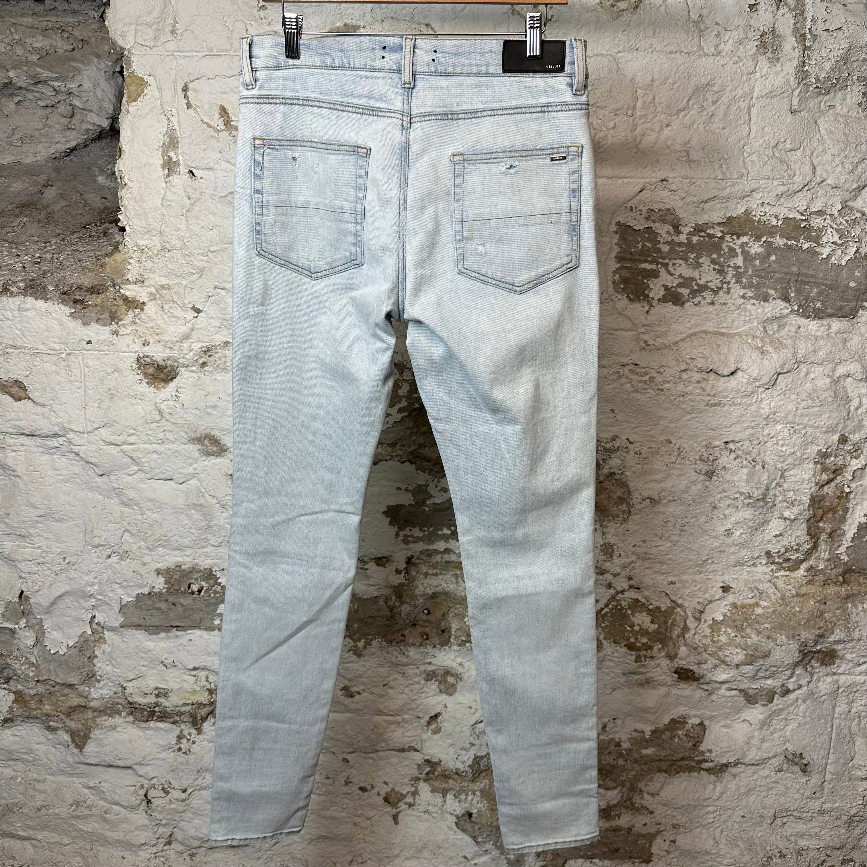 Amiri Amiri Knee Rip Plain Lightwash Blue Denim Jeans Sz 32 Size US 32 / EU 48 - 2 Thumbnail