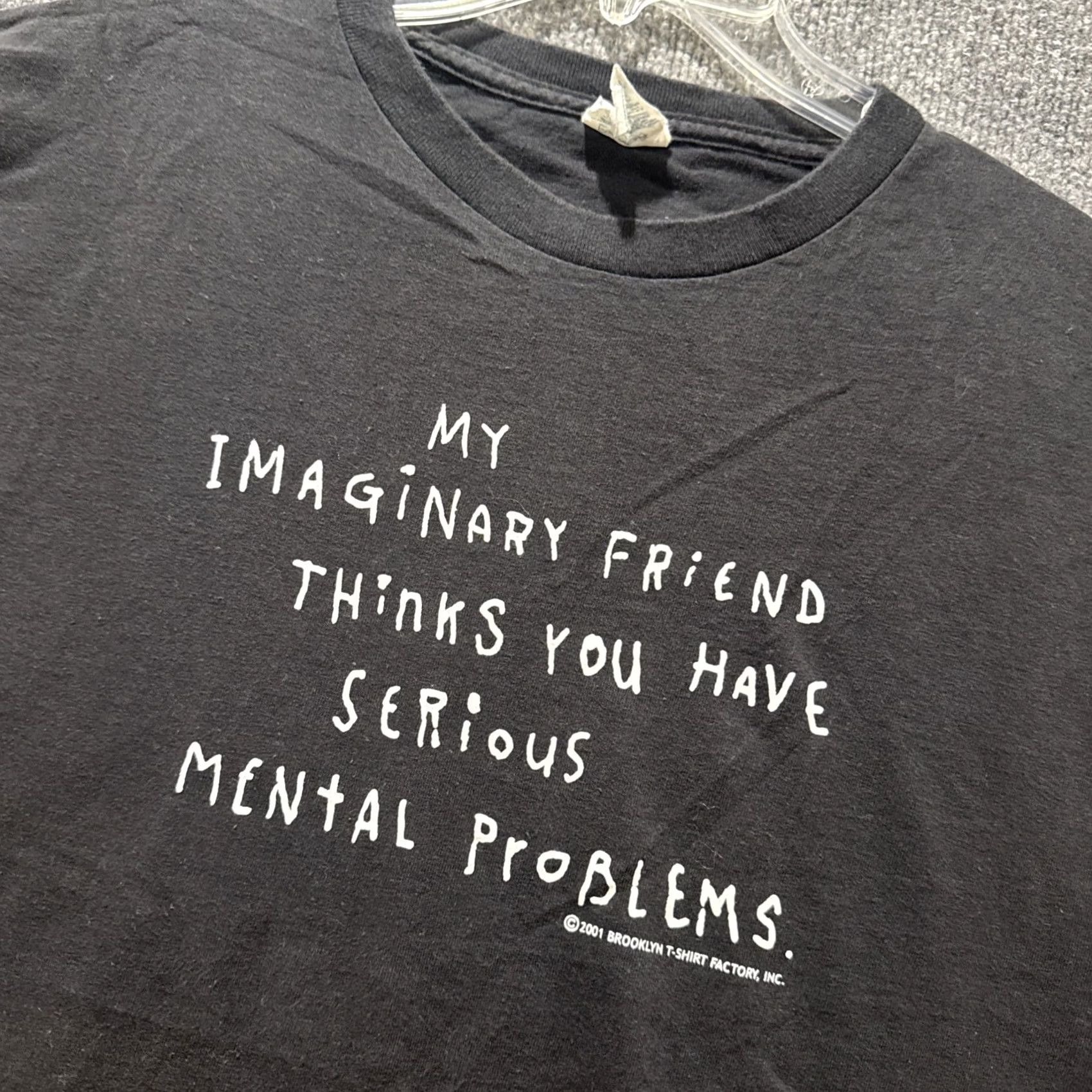 Delta VINTAGE 00’s My Imaginary Friend Thinks You Have Serious Mental Problems T-Shirt Delta Black XL Mens Friends 00s Size US XL / EU 56 / 4 - 2 Thumbnail