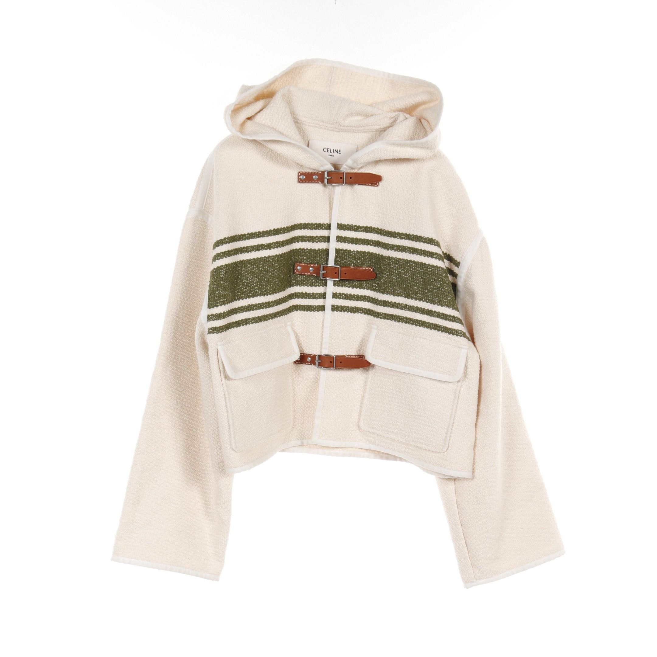 Celine Jacket Cotton Ivory Khaki Green Hooded