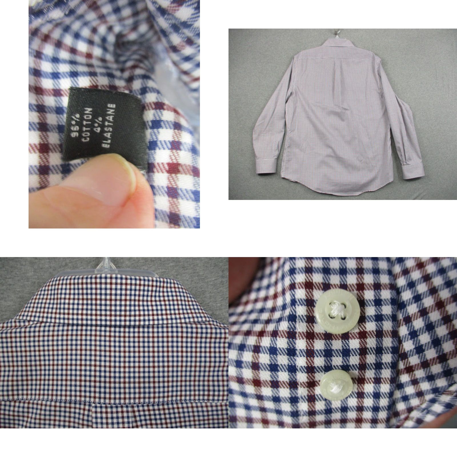 Ralph Lauren Lauren Ralph Lauren Dress Shirt 16.5 Men Blue Plaid Stretch Regular Fit Shirt Size 46R - 8 Thumbnail