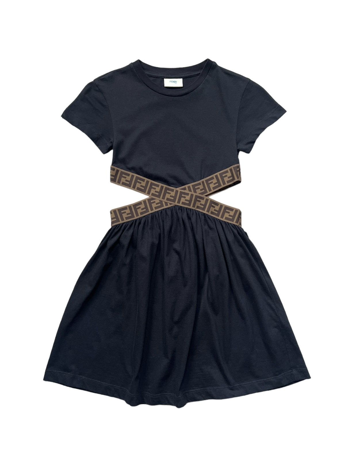 Fendi Crossed Belt Straps Mini Dress