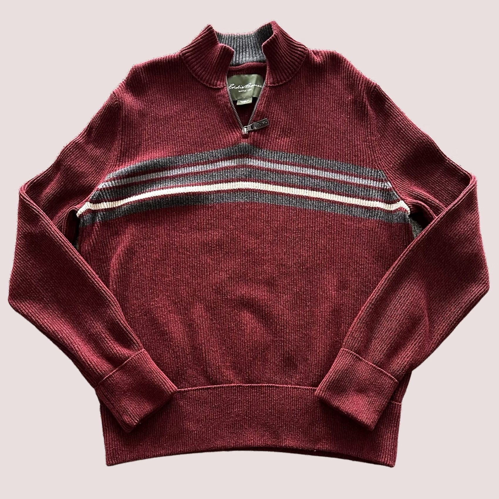 Eddie Bauer Eddie Bauer Sweater Mens Size L Red Knit Pullover 1/4 Zip Striped Classic Fit Knit Mock Neck Casual Mens Size US L / EU 52-54 / 3 - 1 Thumbnail