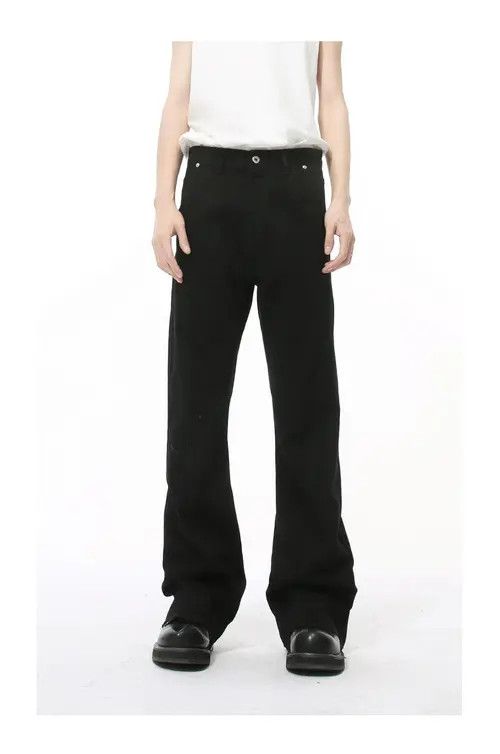 Japanese Brand × Jean Japanese slim black simple tassel flared jeans Size US 32 / EU 48 - 1 Thumbnail