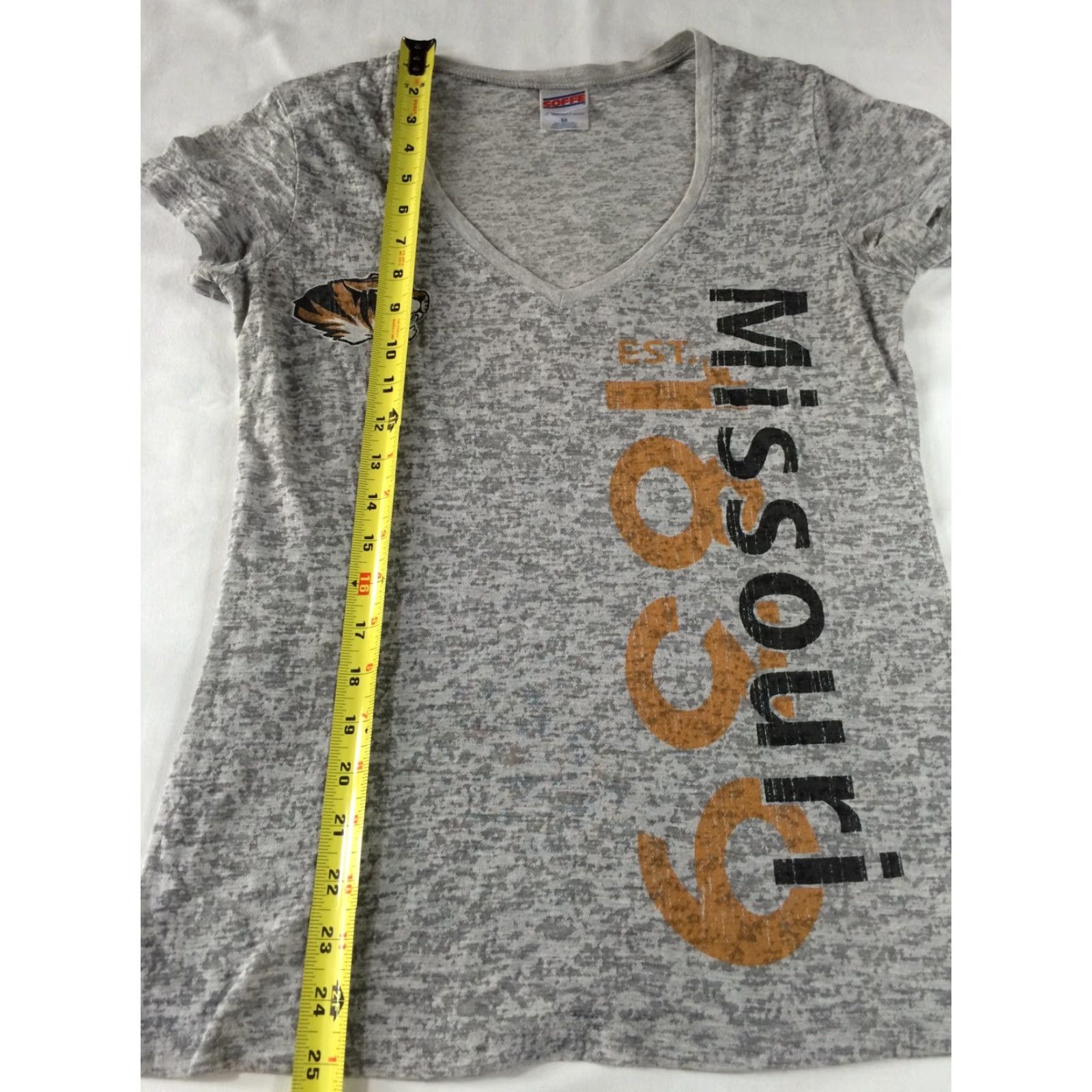 Soffe VINTAGE Missouri MU Tigers 1839 V Neck Women's T Shirt Sz M Lightweight Slub - Soffe Gray Graphic Tee Mens Womens Girls? Size M / US 6-8 / IT 42-44 - 5 Thumbnail
