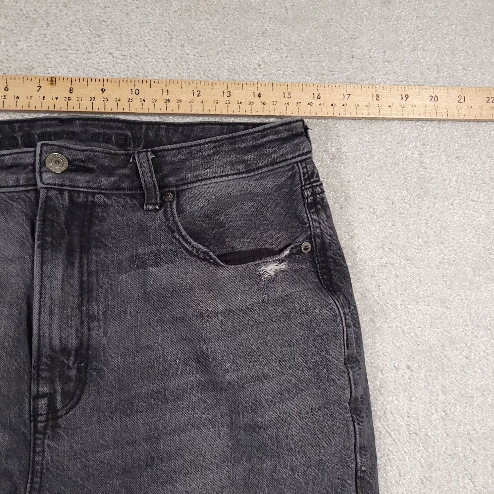American Eagle Outfitters VINTAGE American Eagle Outfitters Mom Jeans Women 12 Tall Black Stretch High Distressed Jeans Mens Womens Girls Size 34" / US 12 / IT 48 - 7 Thumbnail
