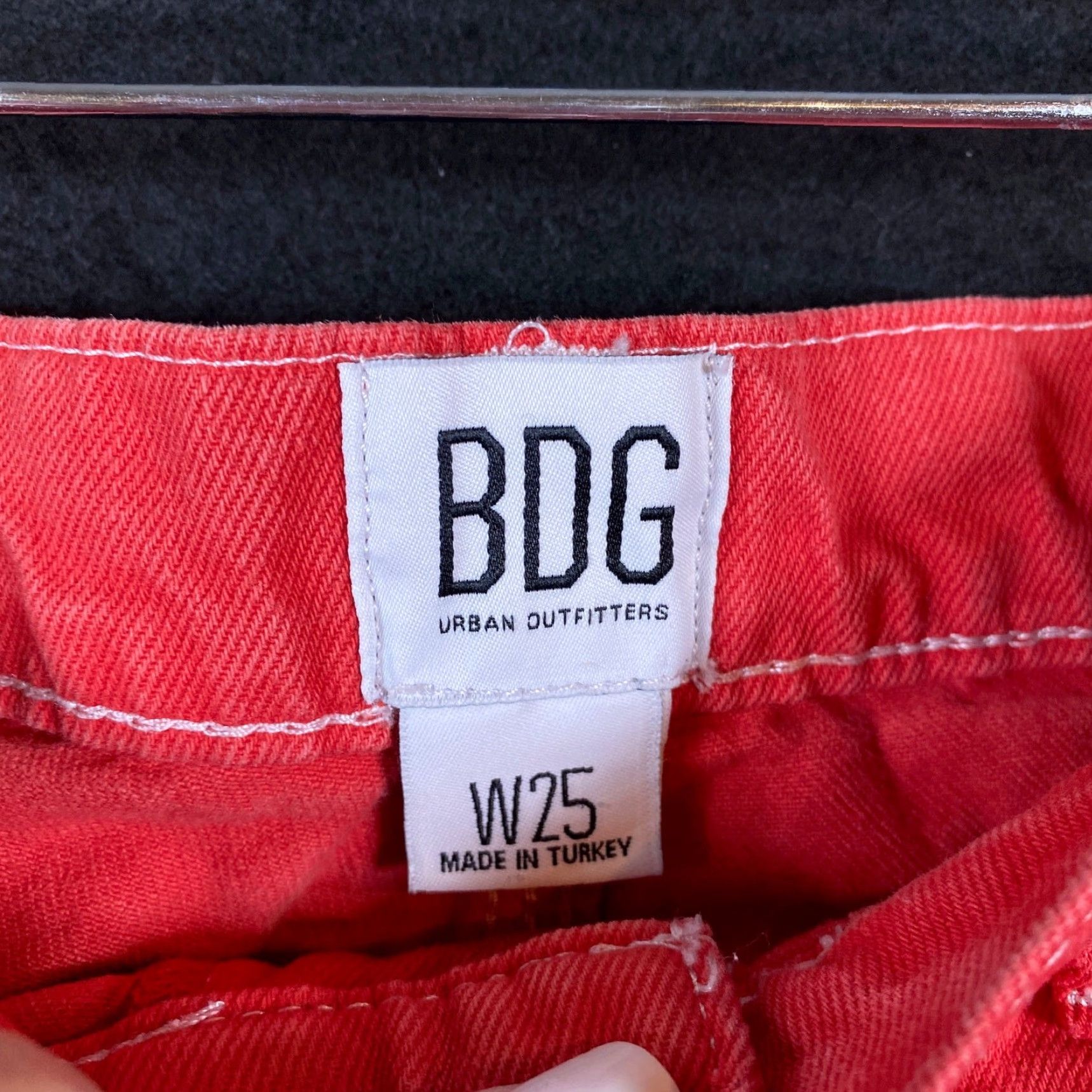 Bdg BDG Jeans Women Red Pink Cropped High Rise Cargo Straight Leg Stretch W25 Size 42" / US 20 - 4 Thumbnail