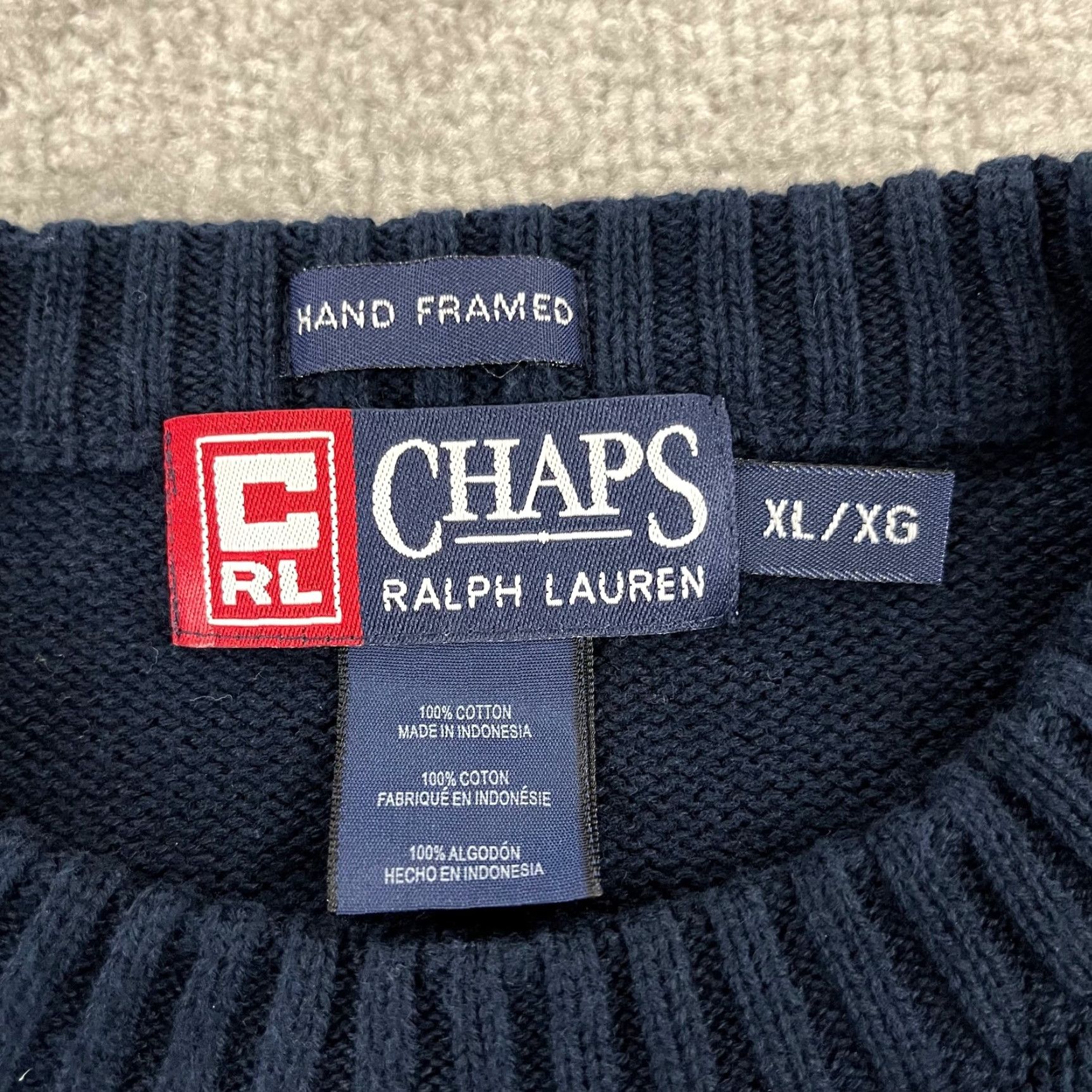Chaps VINTAGE CHAPS RALPH LAUREN Sweater Mens Extra Large Blue USA Flag Hand Knit Pullover Y2K Size US XL / EU 56 / 4 - 3 Thumbnail