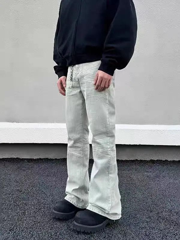Japanese Brand Kinuka x Jinno Vintage Washed and Aged White Flared Jeans Size US 32 / EU 48 - 3 Thumbnail