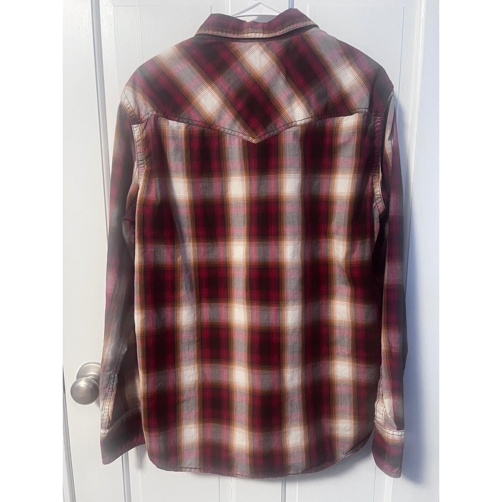 Urban Pipeline Urban Pipeline Plaid Western Shirt Mens Large Burgundy L/S Size US L / EU 52-54 / 3 - 5 Thumbnail