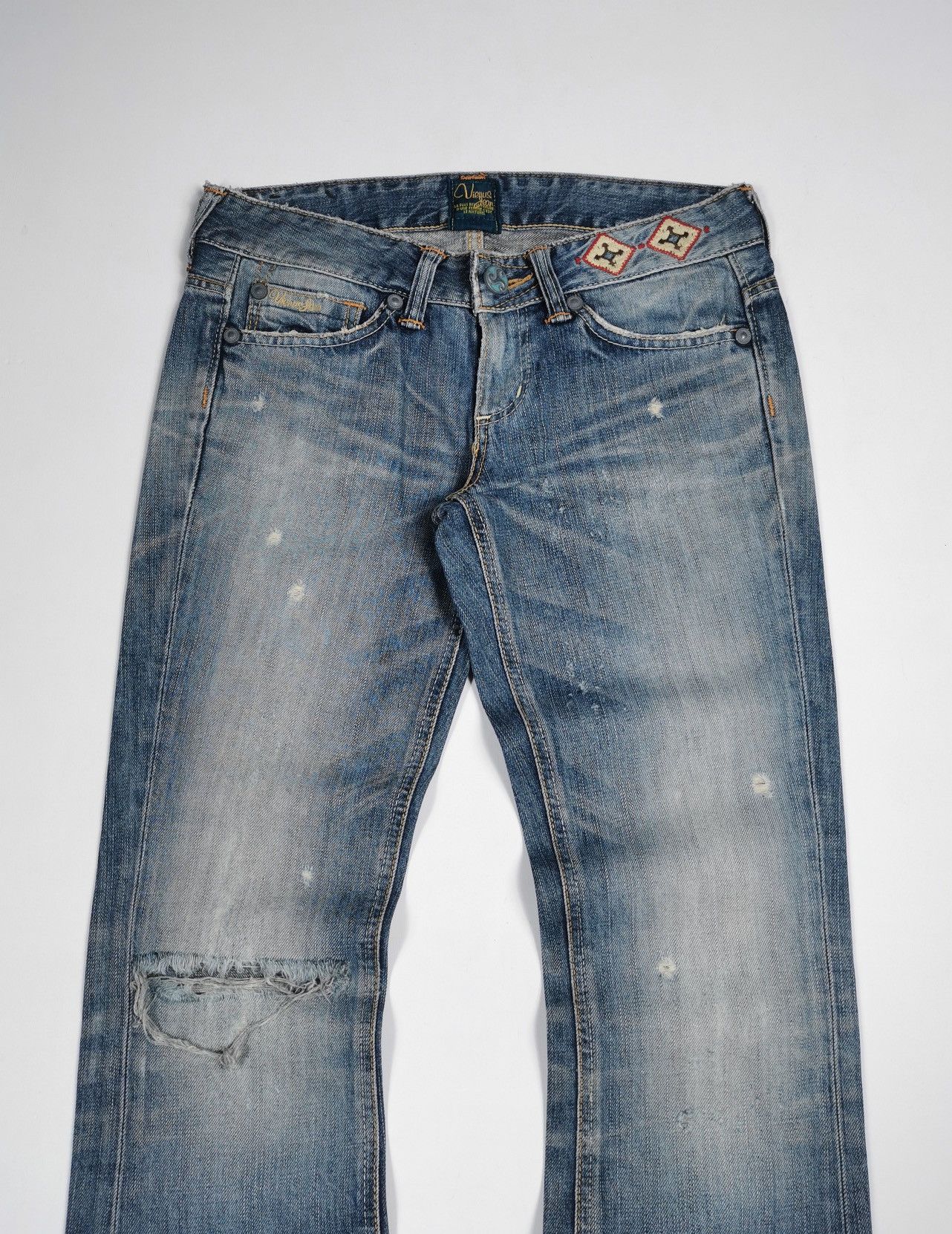 Edwin Flare Bootcut Edwin Something Vienus Distressed Jeans Size 30" / US 8 / IT 44 - 4 Thumbnail