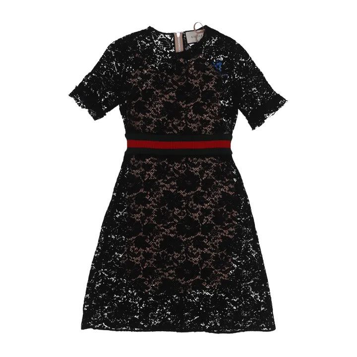 Gucci Black Lace Short Sleeve Dress