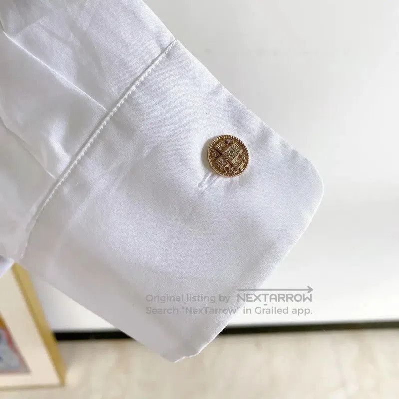 Chanel Chanel White Ruffled Cropped Shirt for Summer . Size XS / US 0-2 / IT 36-38 - 5 Thumbnail