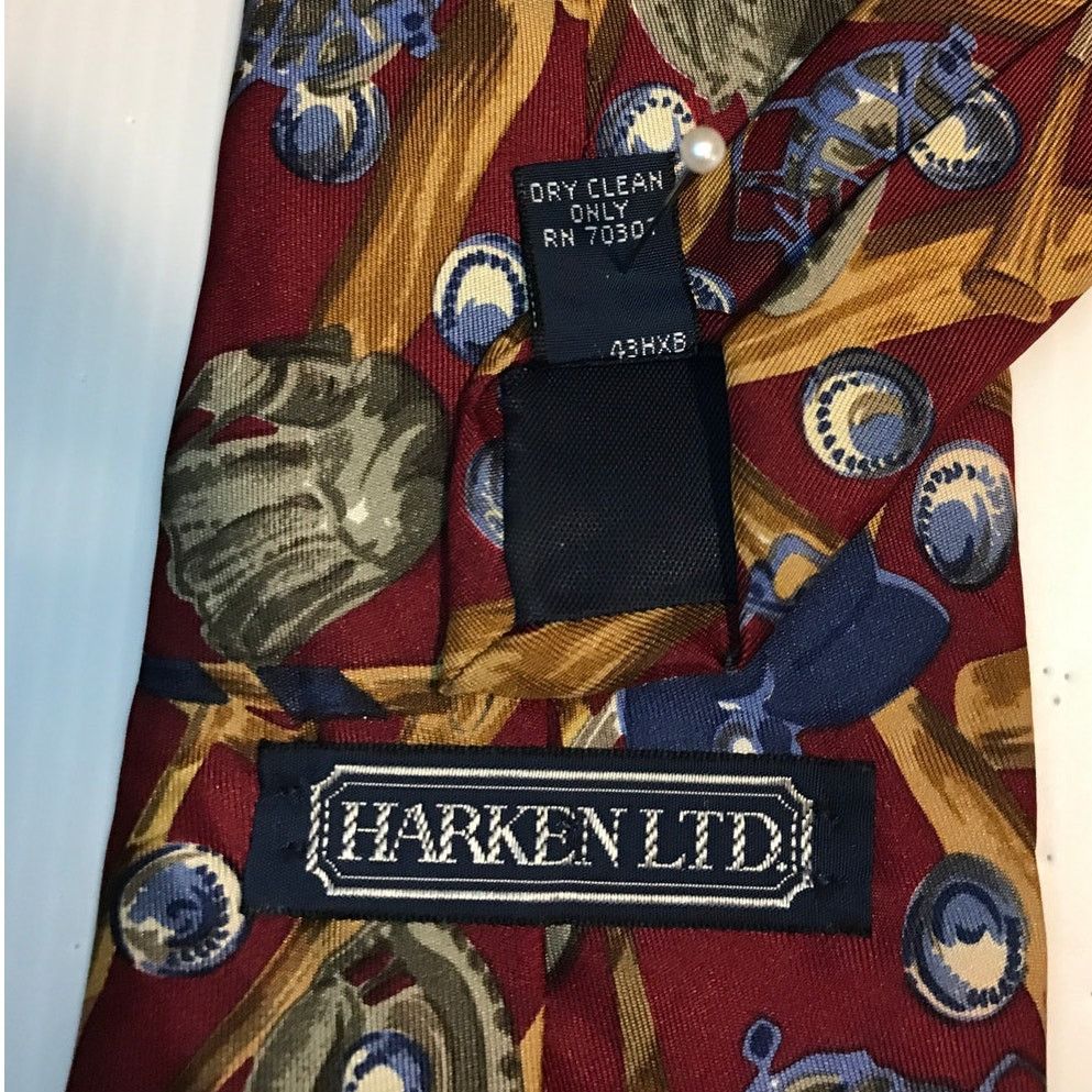 Other Harken LTD Silk Baseball Theme Short Wide Necktie Size ONE SIZE - 4 Thumbnail