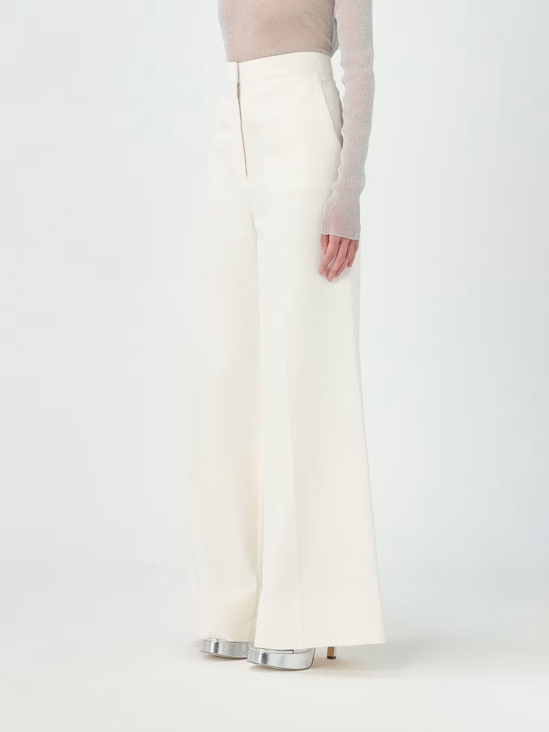 Stella McCartney o1s22i1n1024 Tailored Wool Trouser in White Size 28" / US 6 / IT 42 - 3 Thumbnail