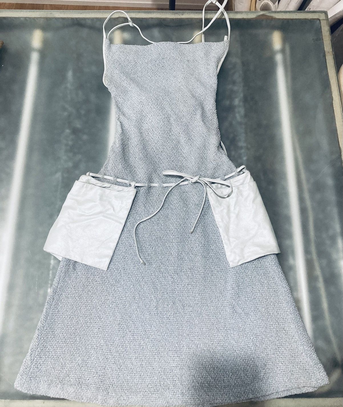 Japanese Brand 2000s Runway Open Back Knit Dress Lamb Leather Cord Y2K Size S / US 4 / IT 40 - 15 Thumbnail