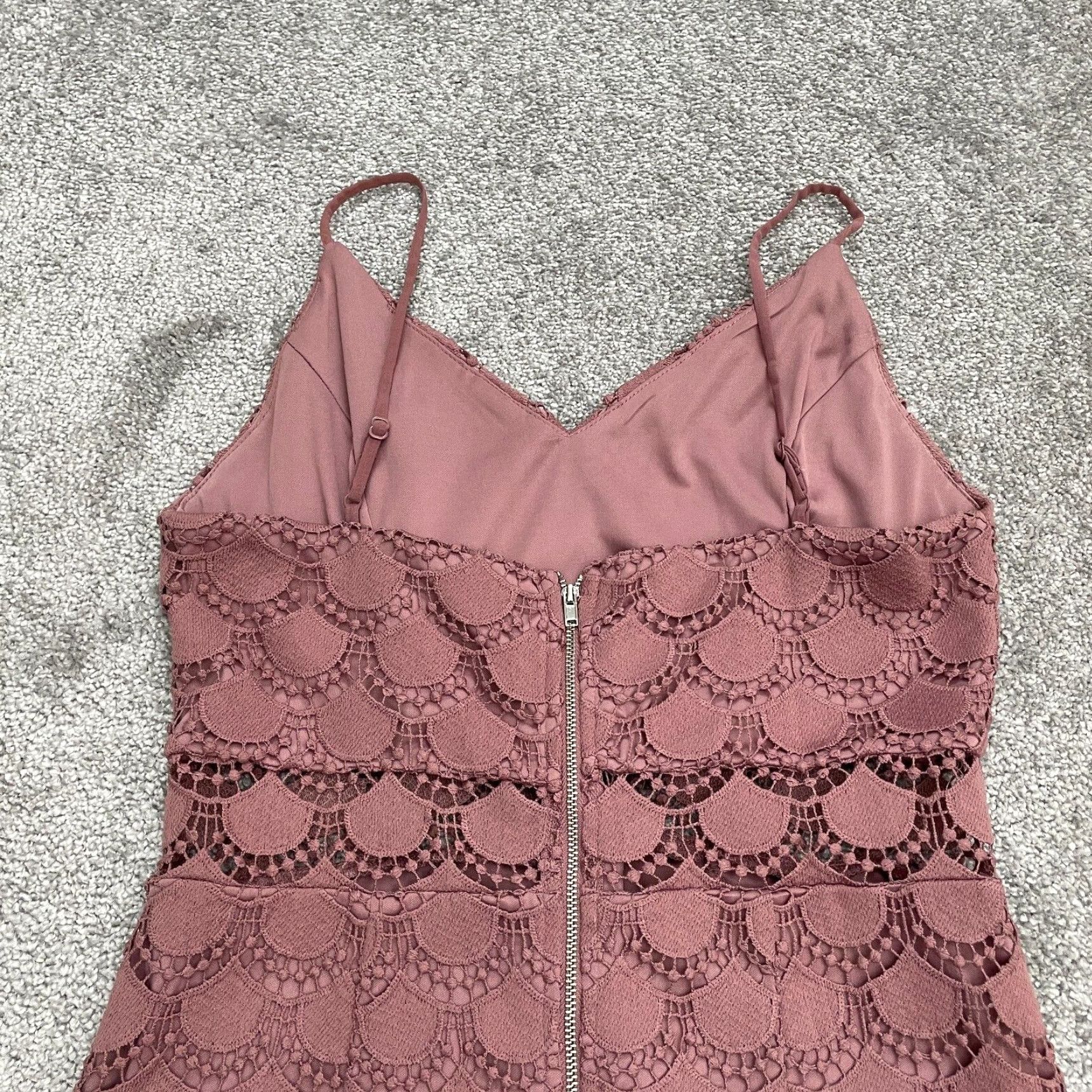 AQUA Aqua Dress Midi Lace Pink Womens Large Spaghetti Sleeveless V-Neck Zip Tank Dress Lightweight Lined Size L / US 10 / IT 46 - 4 Thumbnail