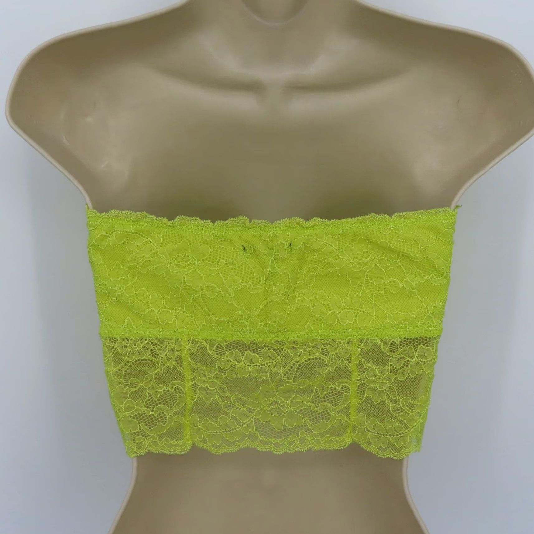 American Eagle Outfitters American Eagle Outfitters Women M Yellow Floral Lace Strapless Bandeau Bra Bralette Wireless N/A Size ONE SIZE - 5 Thumbnail