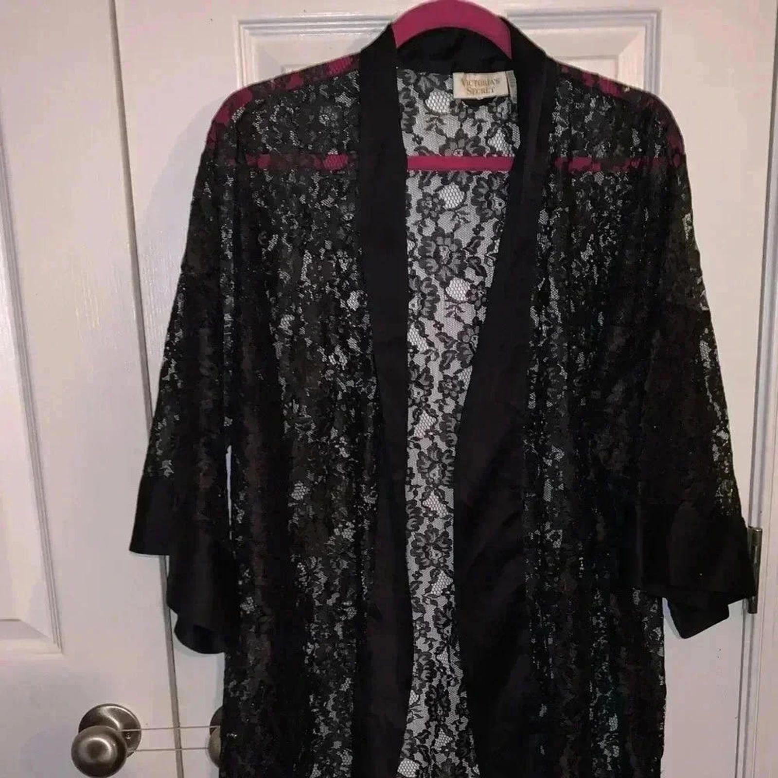 Designer Victoria’s Secret black lace robe Size ONE SIZE - 1 Thumbnail