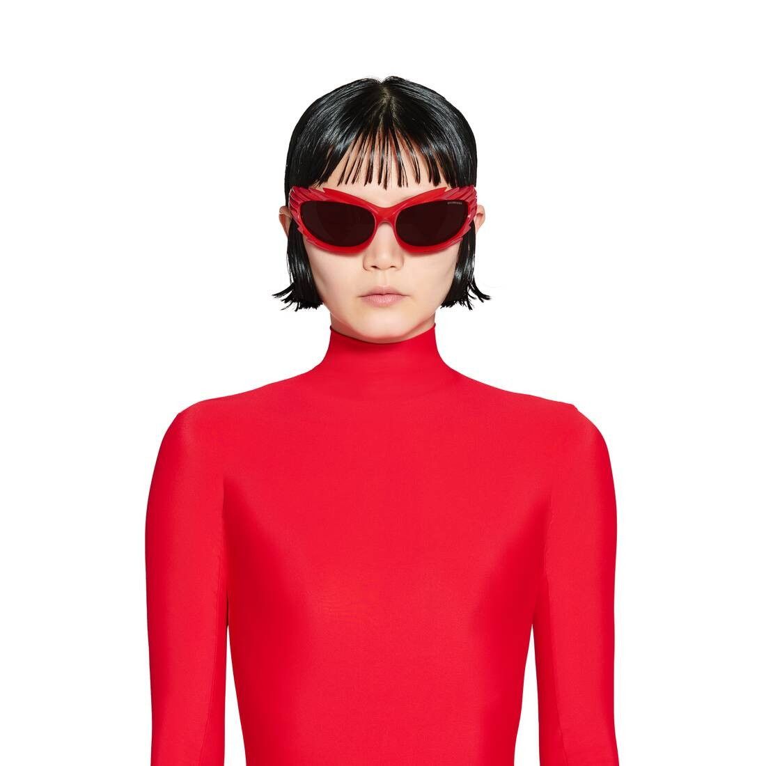 Balenciaga o1bcso1str0225 Size: OS / Spike Rectangle Sunglasses in Red Size ONE SIZE - 5 Thumbnail