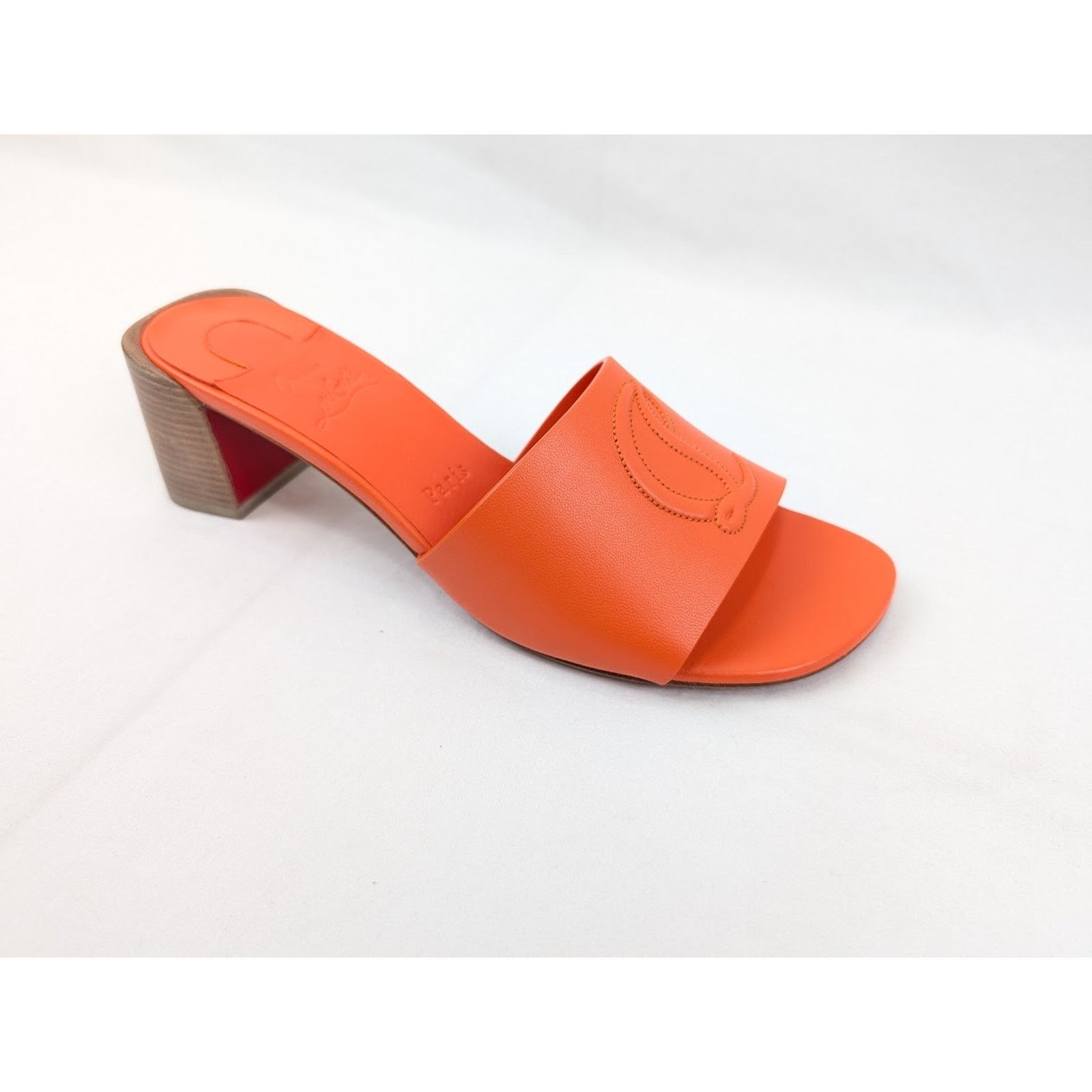 Christian Louboutin o1rshd1 Nappa Heel Mule in Vitamine/Lin Vitamine Size US 7 / IT 37 - 2 Thumbnail