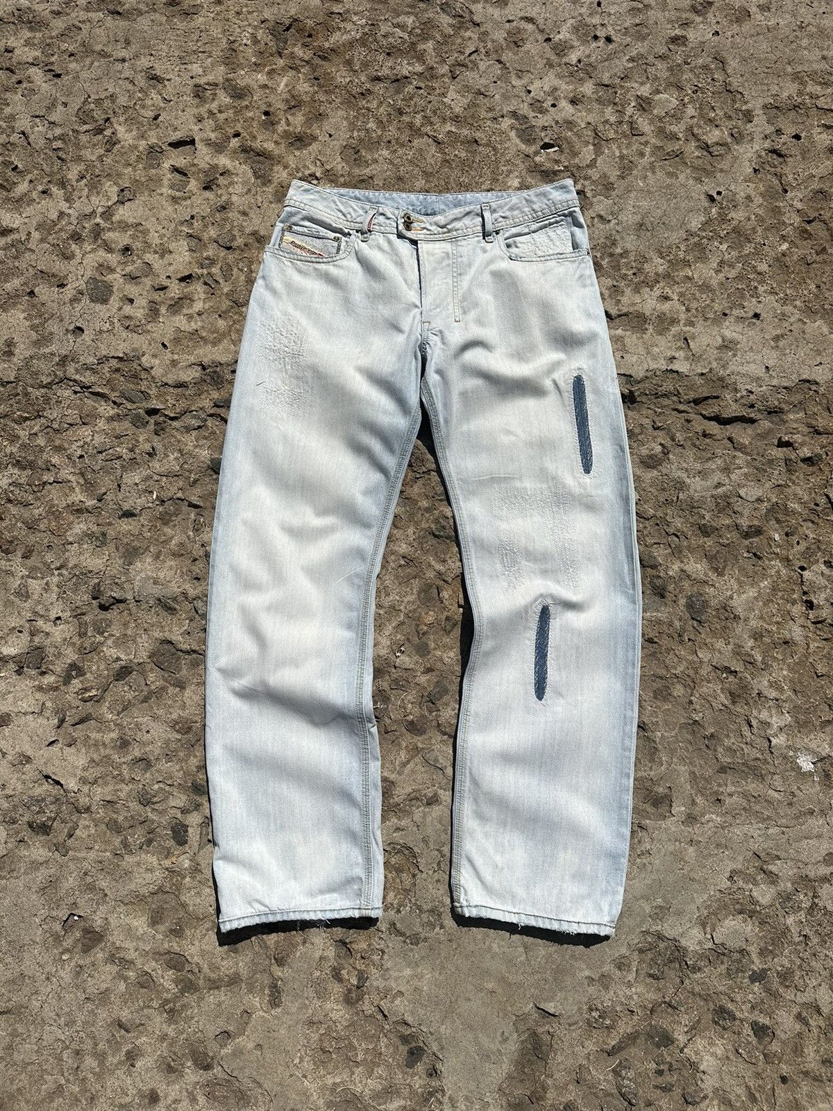 Diesel × Vintage Vintage Y2K Diesel Patched Distressed Jeans Pants Size US 34 / EU 50 - 1 Thumbnail