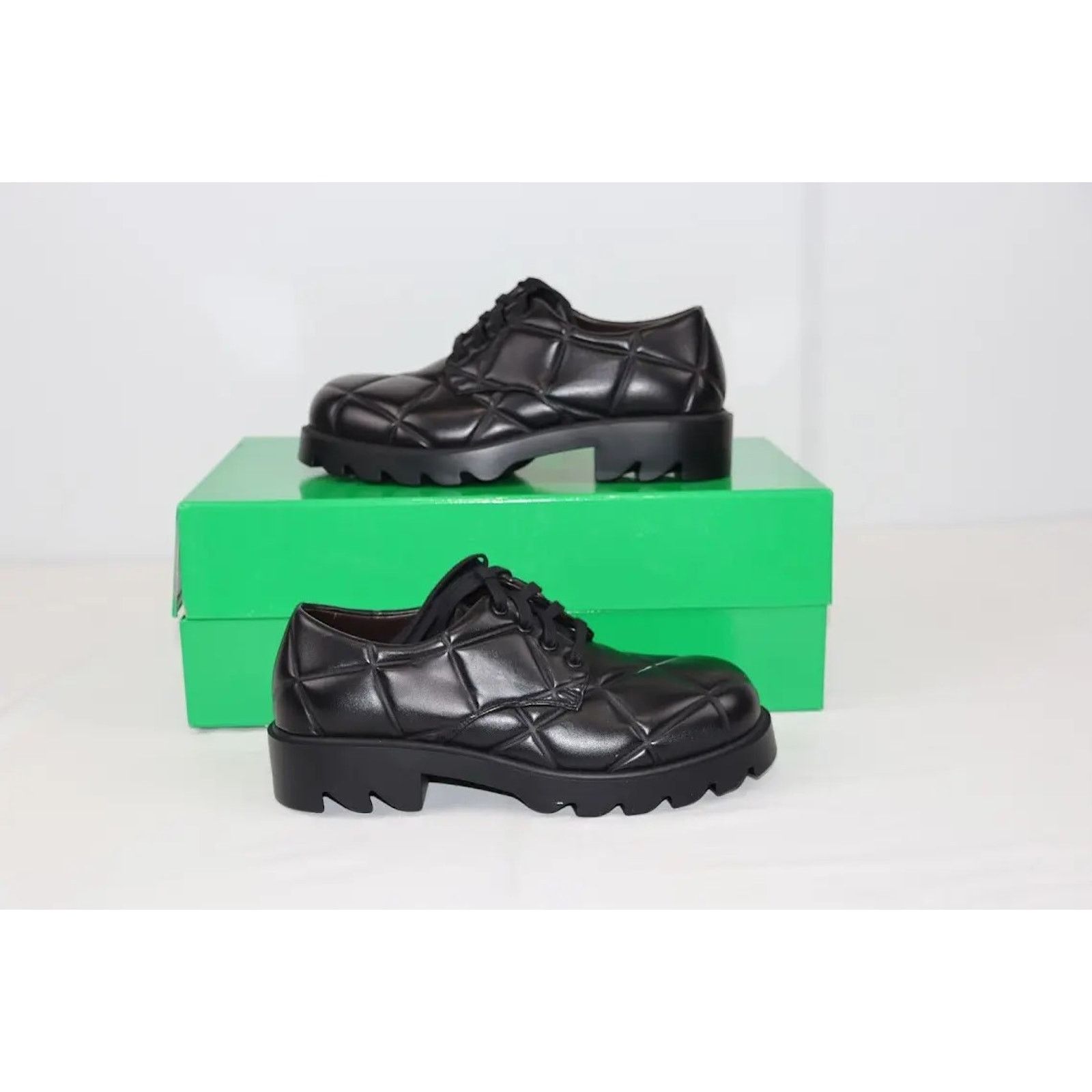 Bottega Veneta o1rshd1 Quilted Nappa Leather Strut Derby Shoes in Black Size US 11 / EU 44 - 9 Thumbnail