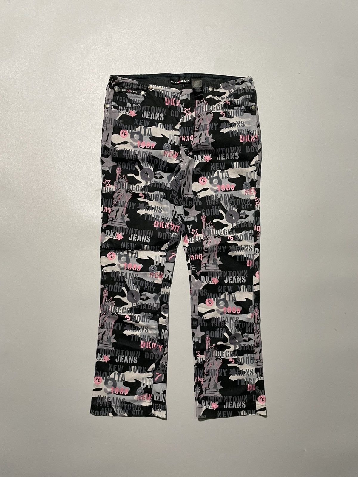 DKNY × Vintage Y2€ DKNY All Over Print Jeans Size 25" / US 0 / IT 36 - 1 Thumbnail