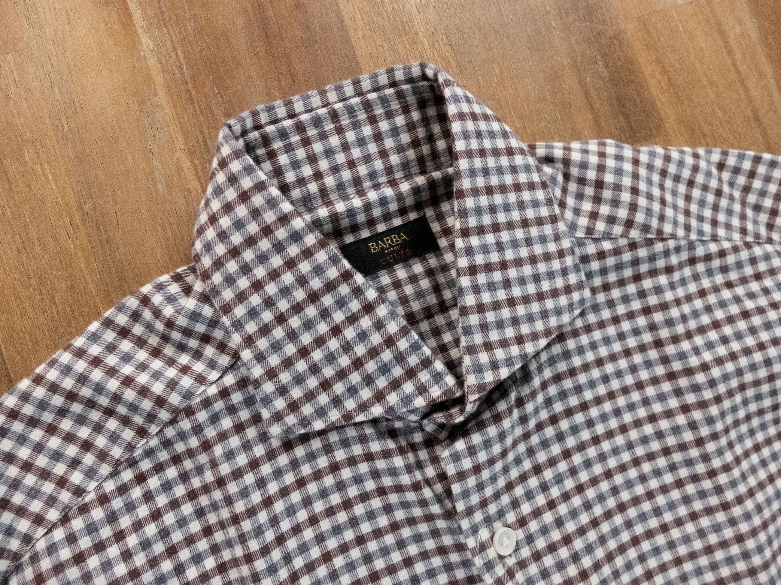 Barba Napoli BARBA Napoli Dandy Life gray check flannel cotton shirt 39 Size US M / EU 48-50 / 2 - 2 Thumbnail