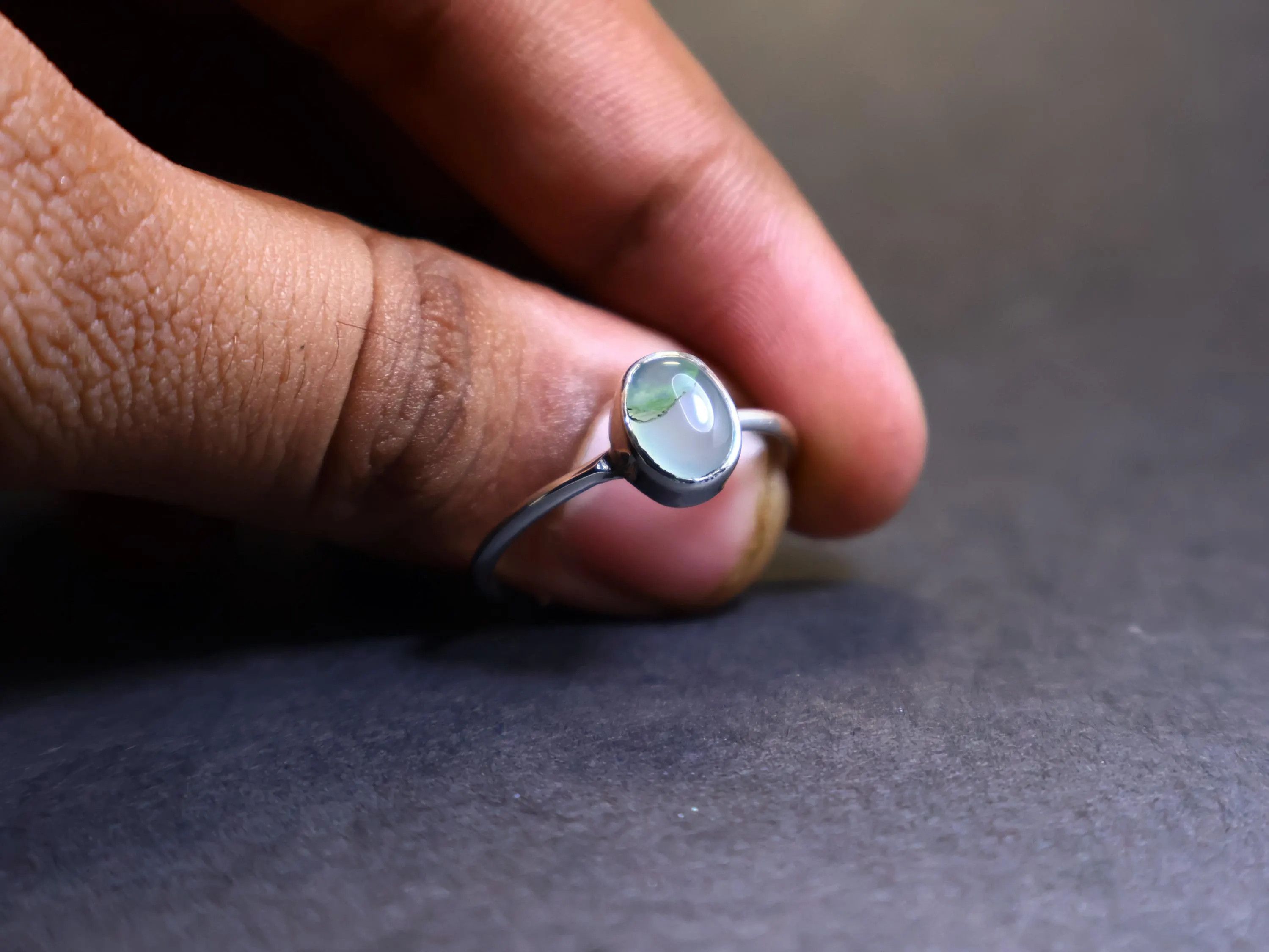 Handmade Aqua Chalcedony Ring, Handmade Ring, Sterling Silver Ring, Size ONE SIZE - 7 Thumbnail