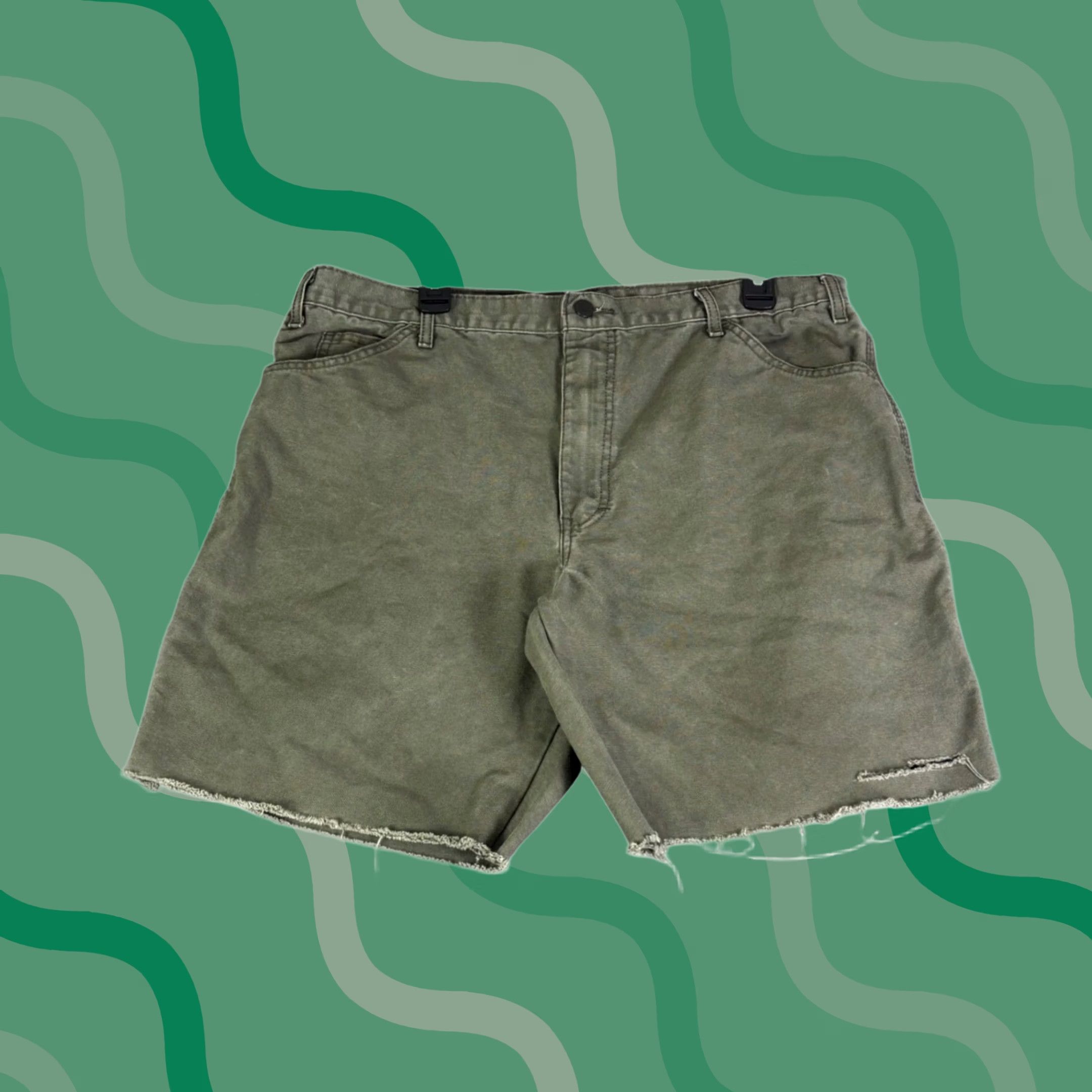 Dickies Dickies Carpenter Shorts Mens 38 Olive Green Canvas Distressed Cargo Pocket Zip Size US 38 / EU 54 - 1 Thumbnail