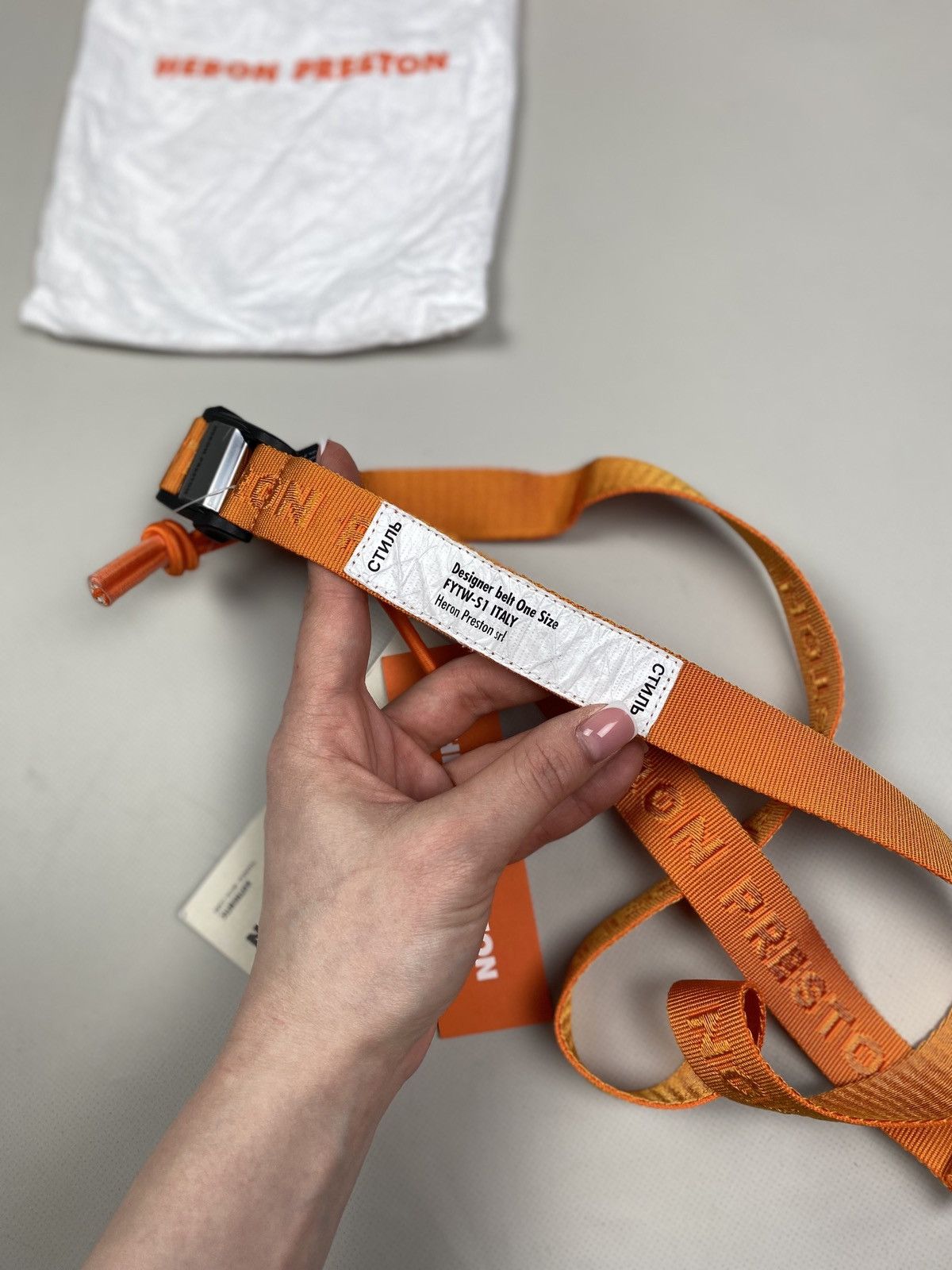 Heron Preston BNWT! Heron Preston Tiny Tape Magnetic Belt One Size Orange Size ONE SIZE - 9 Thumbnail