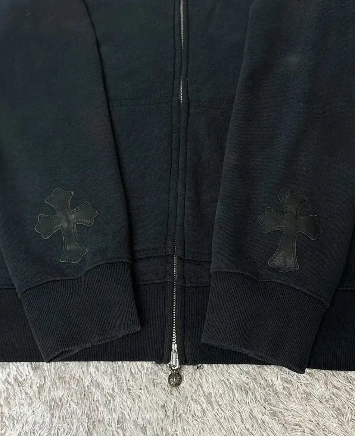 Chrome Hearts *rare* Cross Leather Patch Two Way Zip Up Hoodie Size US M / EU 48-50 / 2 - 4 Thumbnail