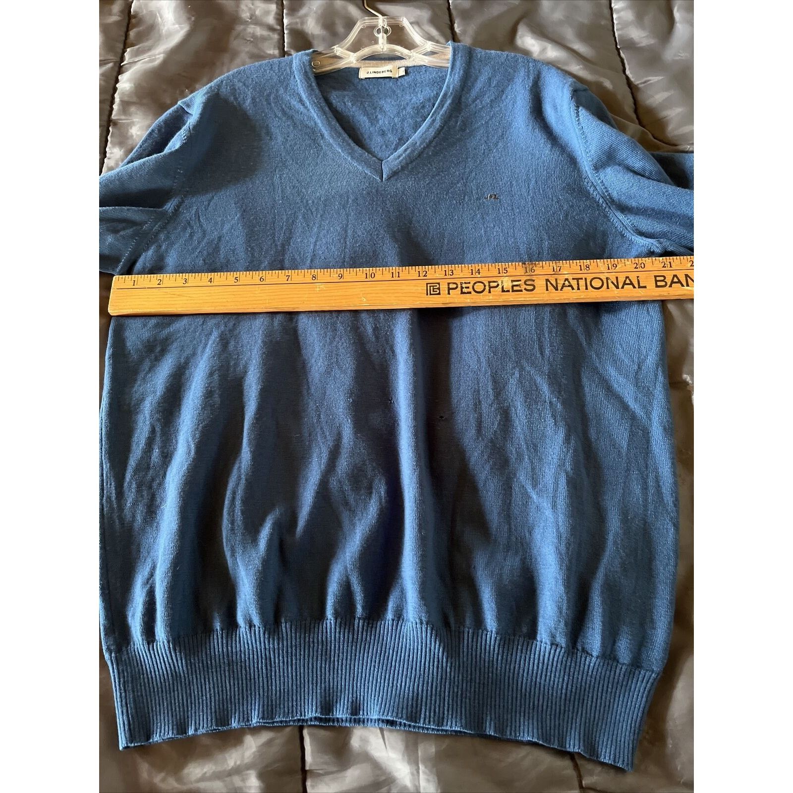 J.Lindeberg J. Lindberg Mens XL Blue Merino Wool V-neck Pullover Sweater Size US XL / EU 56 / 4 - 16 Thumbnail