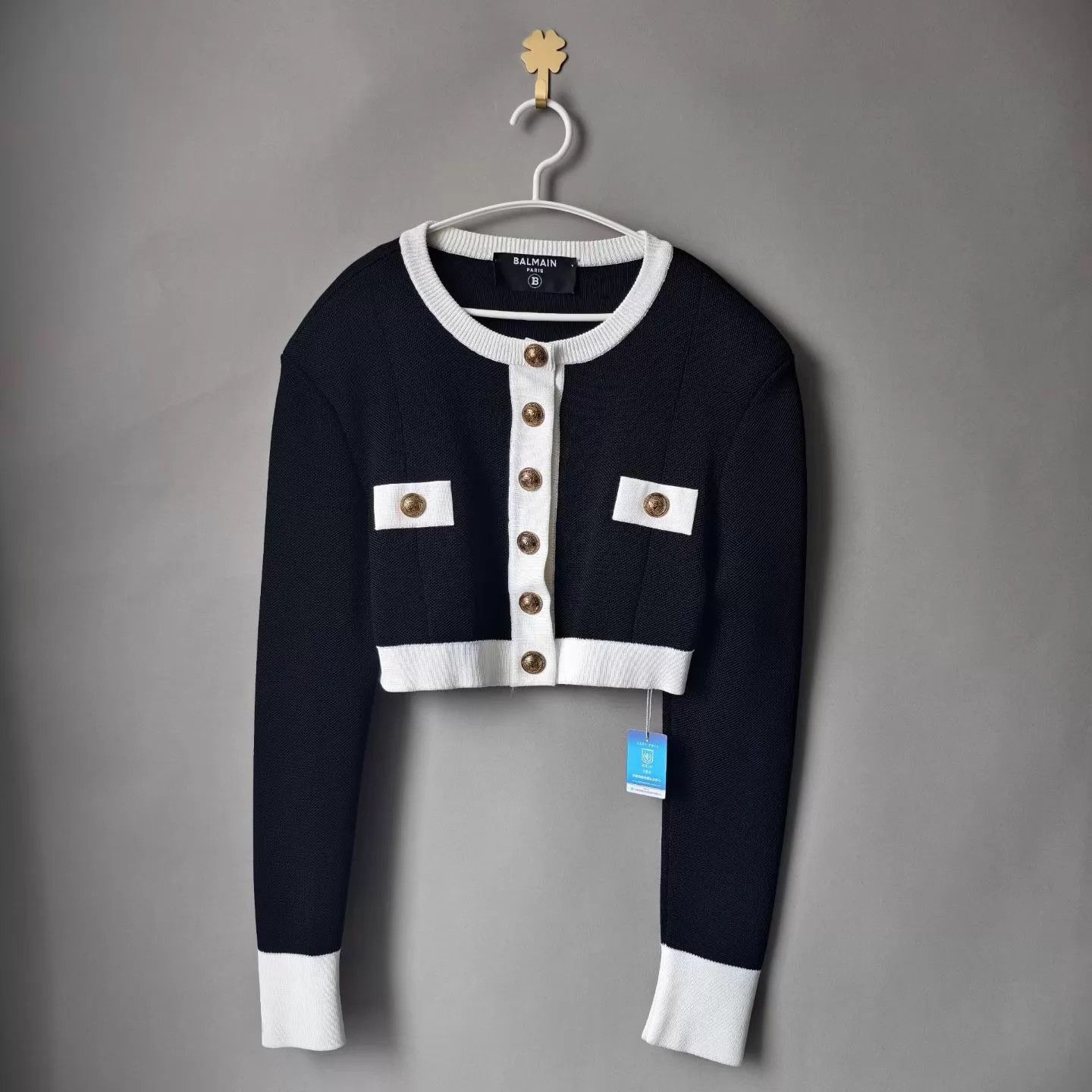 Balmain Balmain women's short jacket round neck metal buttons black Size S / US 4 / IT 40 - 1 Thumbnail