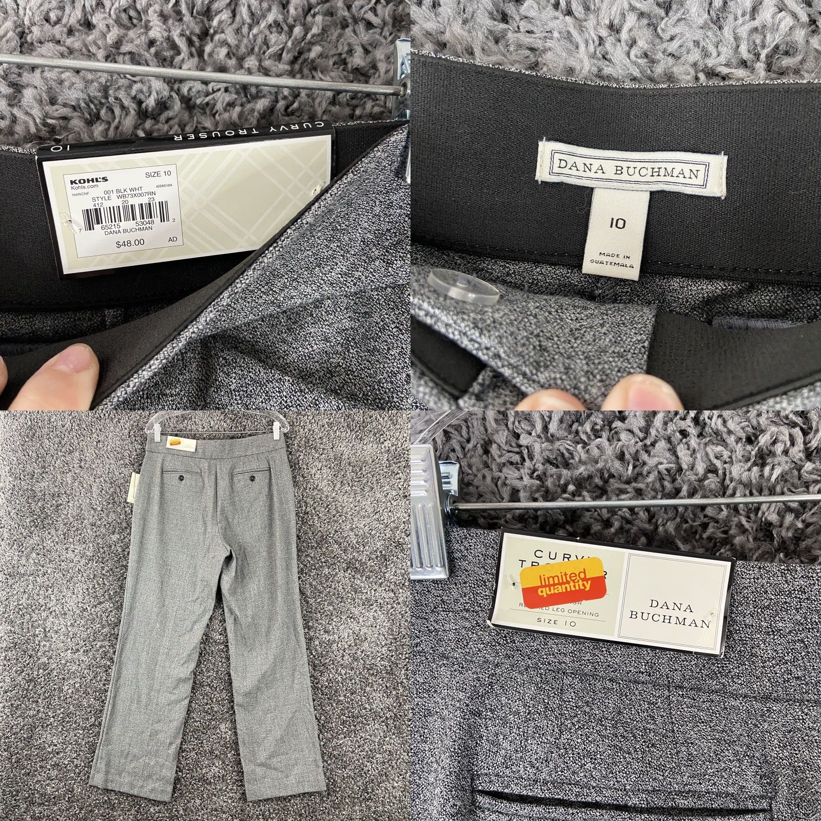 Vintage NEW Dana Buchman Women's Dress Pants Curvy Trouser Size 10 Straight Leg Gray with Pockets Size 32" / US 10 / IT 46 - 8 Thumbnail