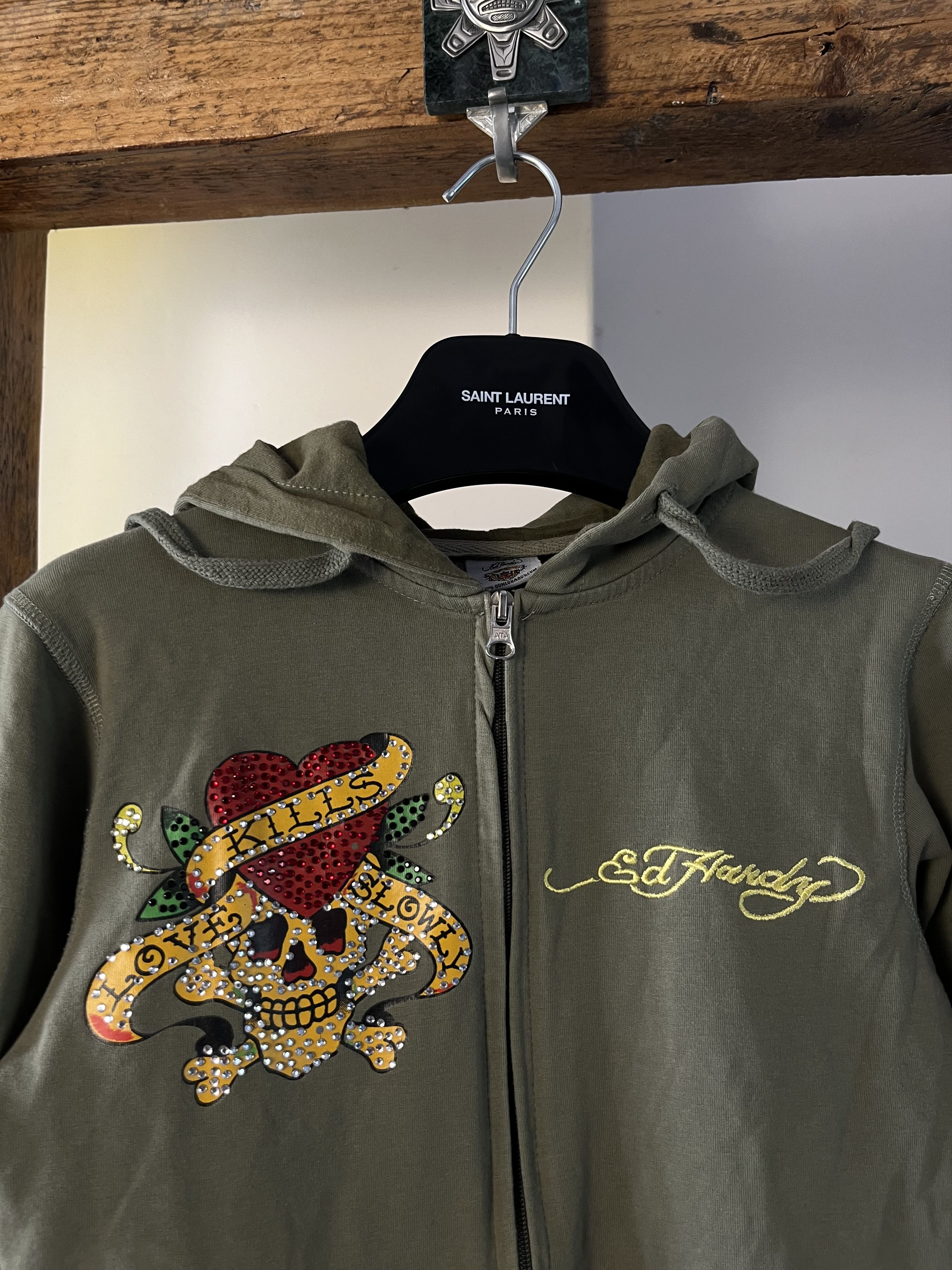 Christian Audigier × Ed Hardy × Vintage Ed Hardy By Christian Audigier Skull Zip Hoodie Size M / US 6-8 / IT 42-44 - 4 Thumbnail