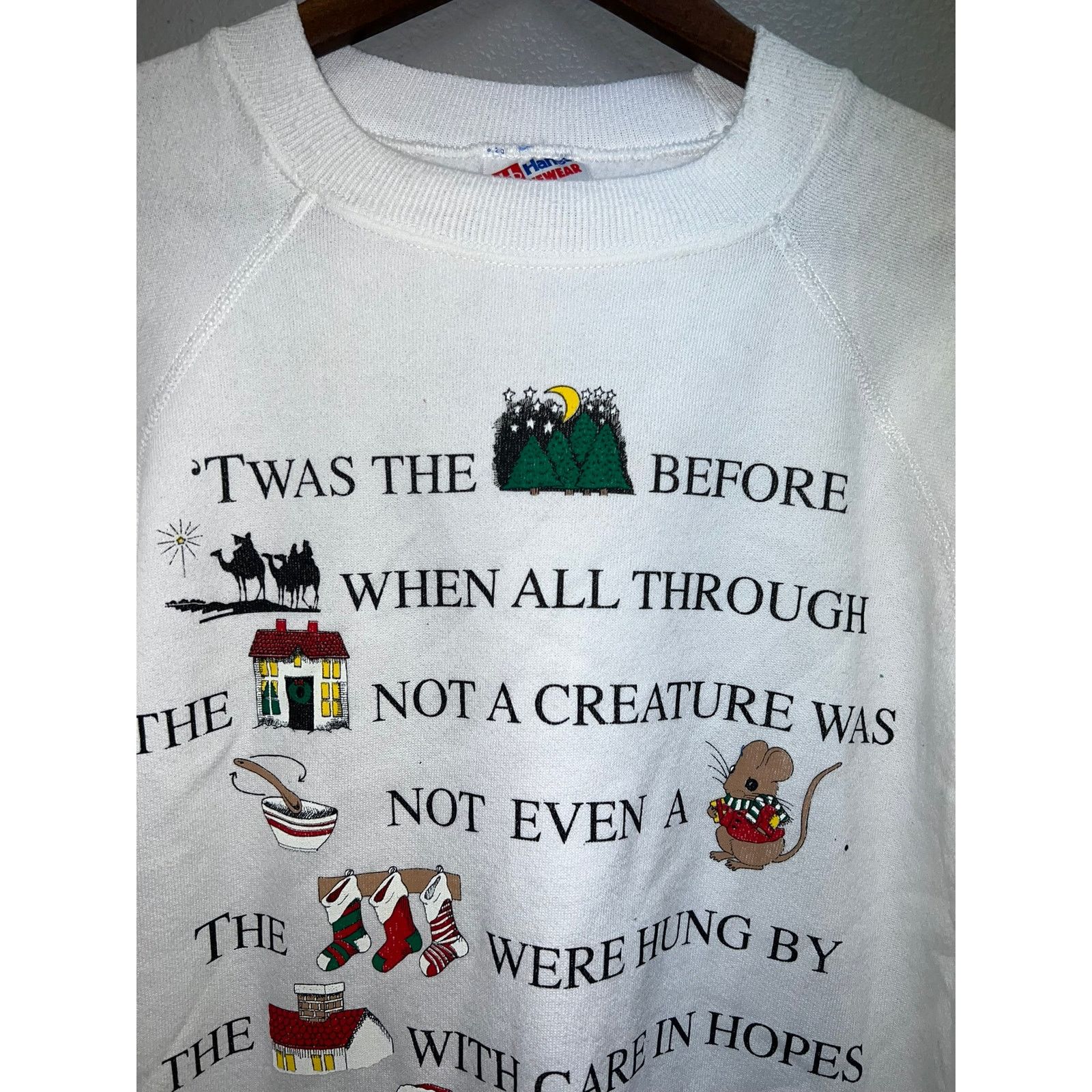 Hanes Vintage Christmas Sweatshirt Night Before Crewneck Medium 90 Size US M / EU 48-50 / 2 - 2 Thumbnail
