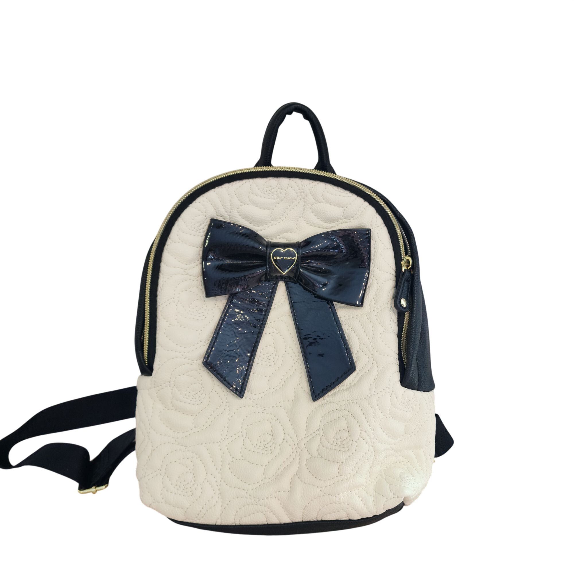 BETSEY JOHNSON Floral Bow Quilted Backpack Betsy Johnson Pink Embossed Flowers and Bow | Mercari main image 2