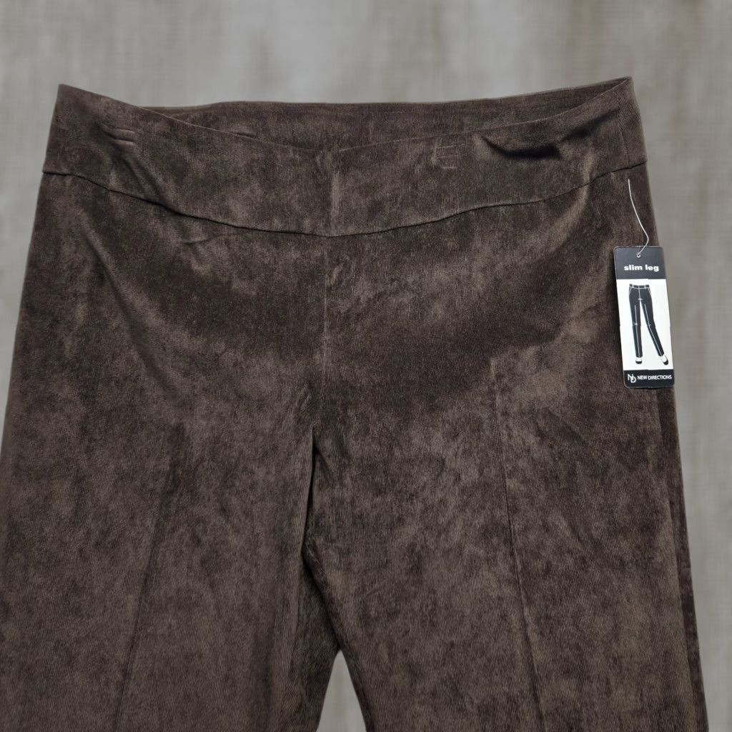 Vintage New Directions Pants Shirt Womens Adult 14 Brown Solid Corduroy Straight Leg Dress Pants Fall 90s City Preppy Size 36" / US 14 / IT 50 - 1 Thumbnail