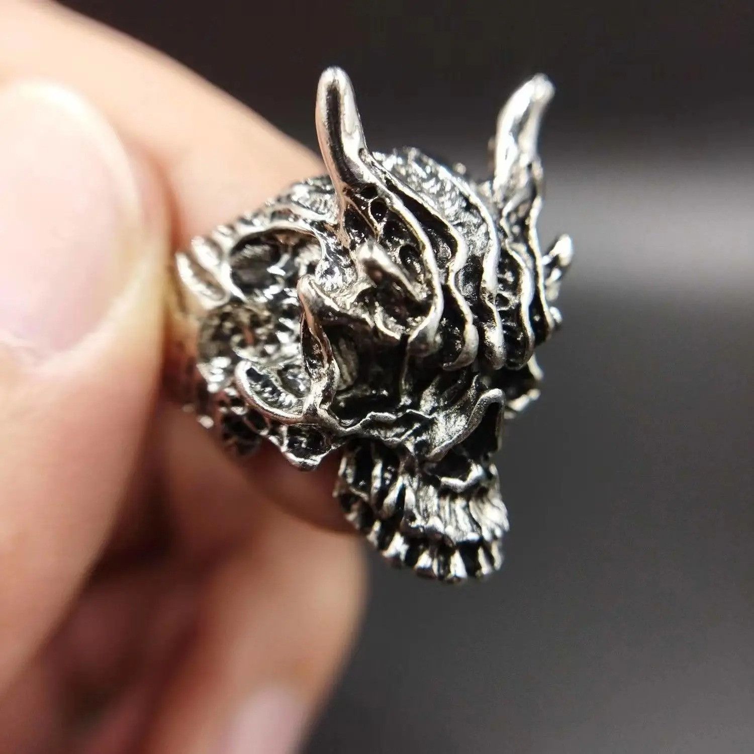 Other Retro Dark Skull Ring Size ONE SIZE - 2 Thumbnail