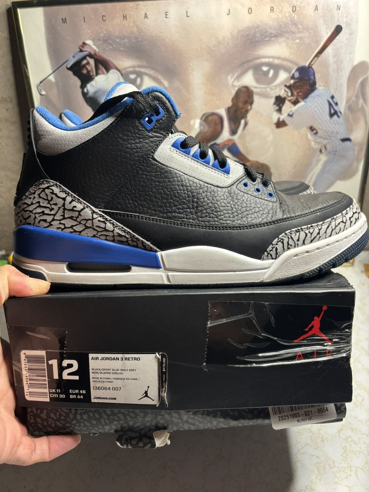 Jordan Brand Jordan Retro 3 ‘sport blue’ Size US 12 / EU 45 - 1 Thumbnail