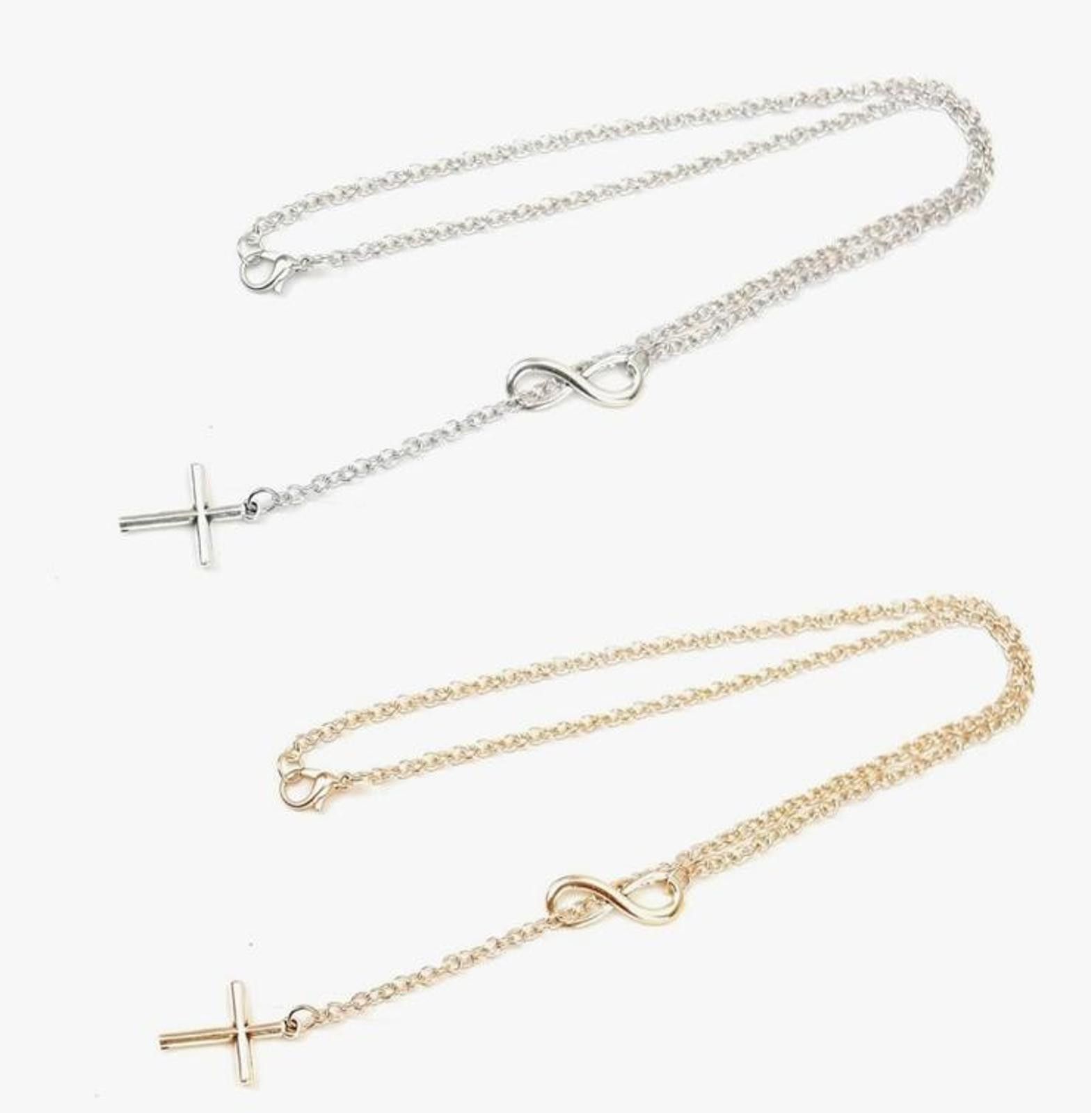 The Unbranded Brand Silver Toned Metal Cross Infinity Necklace Women's Jewelry Size ONE SIZE - 7 Thumbnail