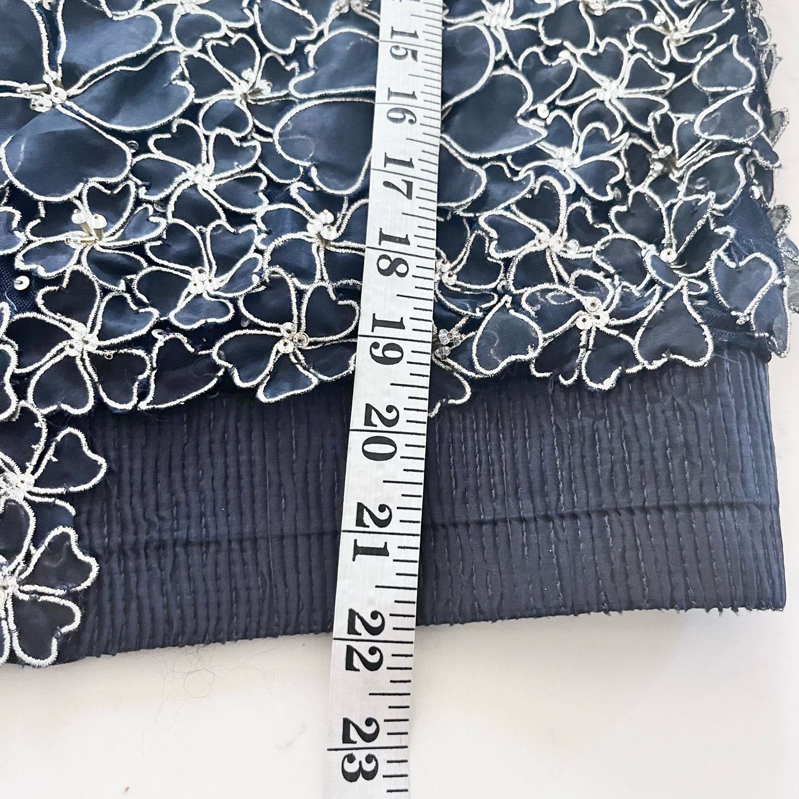 Elie Tahari Elie Tahari Navy Silver Floral Sheer Silk Bomber Jacket Size M / US 6-8 / IT 42-44 - 12 Thumbnail