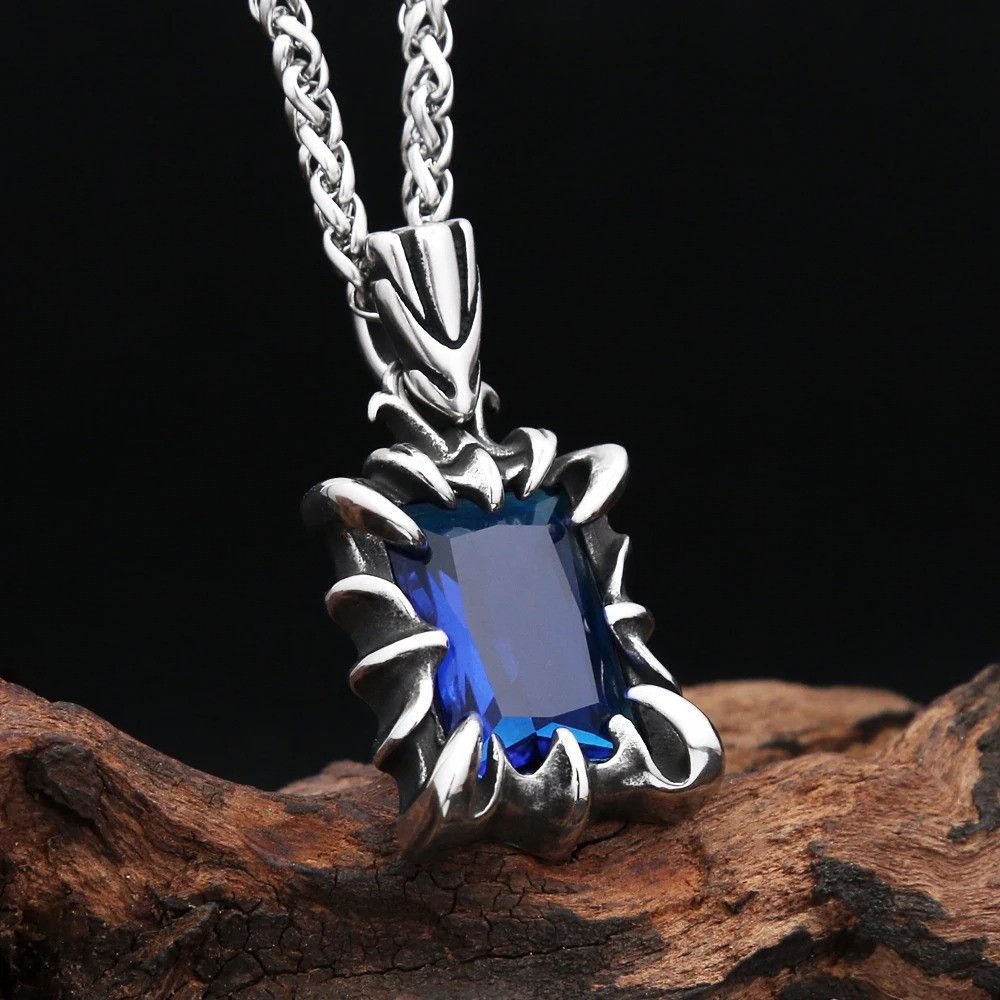 Other Classic Stainless Steel Stone Pendant Necklace Size ONE SIZE - 2 Thumbnail