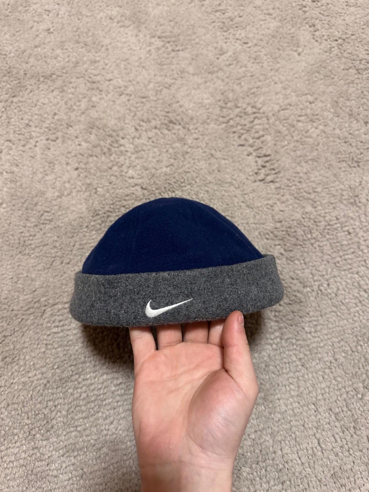 Nike Nike 90's Swoosh Wool Mix Skater Fisherman Navy Grey Beanie Size ONE SIZE - 1 Thumbnail