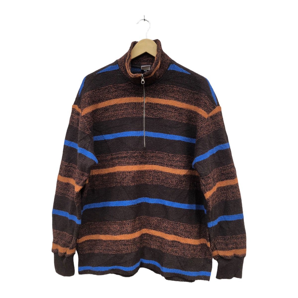 image of Flannel x Navajo United Color Of Bennetton Sweater Half Zipper Jacket Navajo in Brown (Size Large)